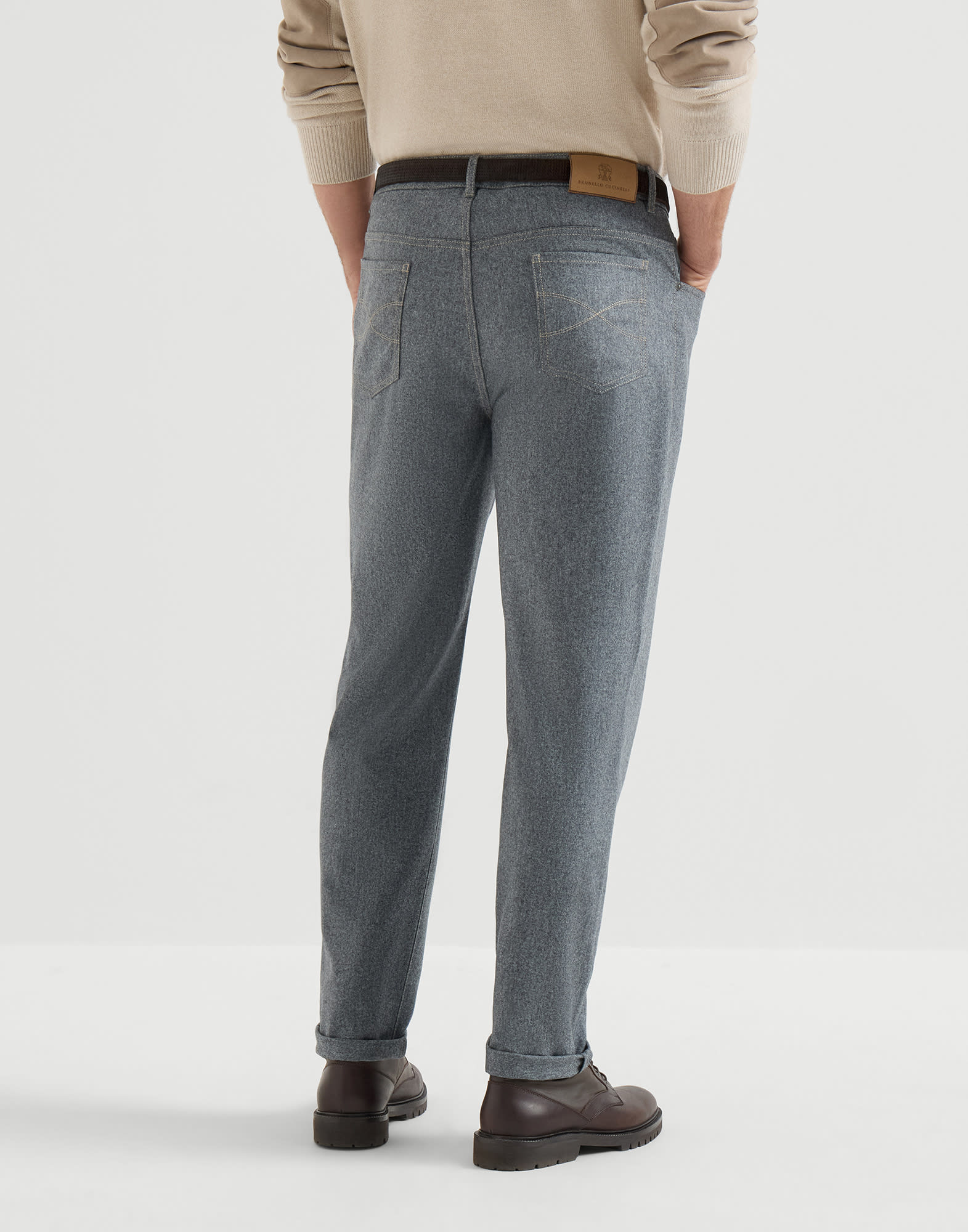 Five-pocket trousers for Man in Cerulean | Brunello Cucinelli