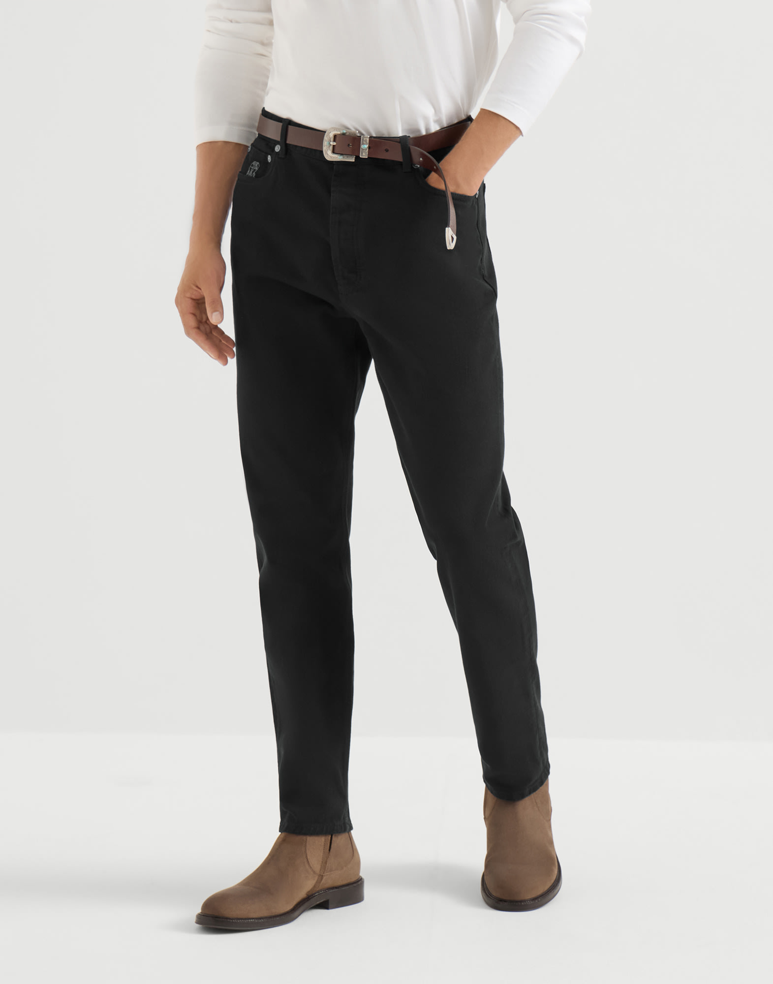Denim Five-Pocket Trousers - Front view - View Full Screen