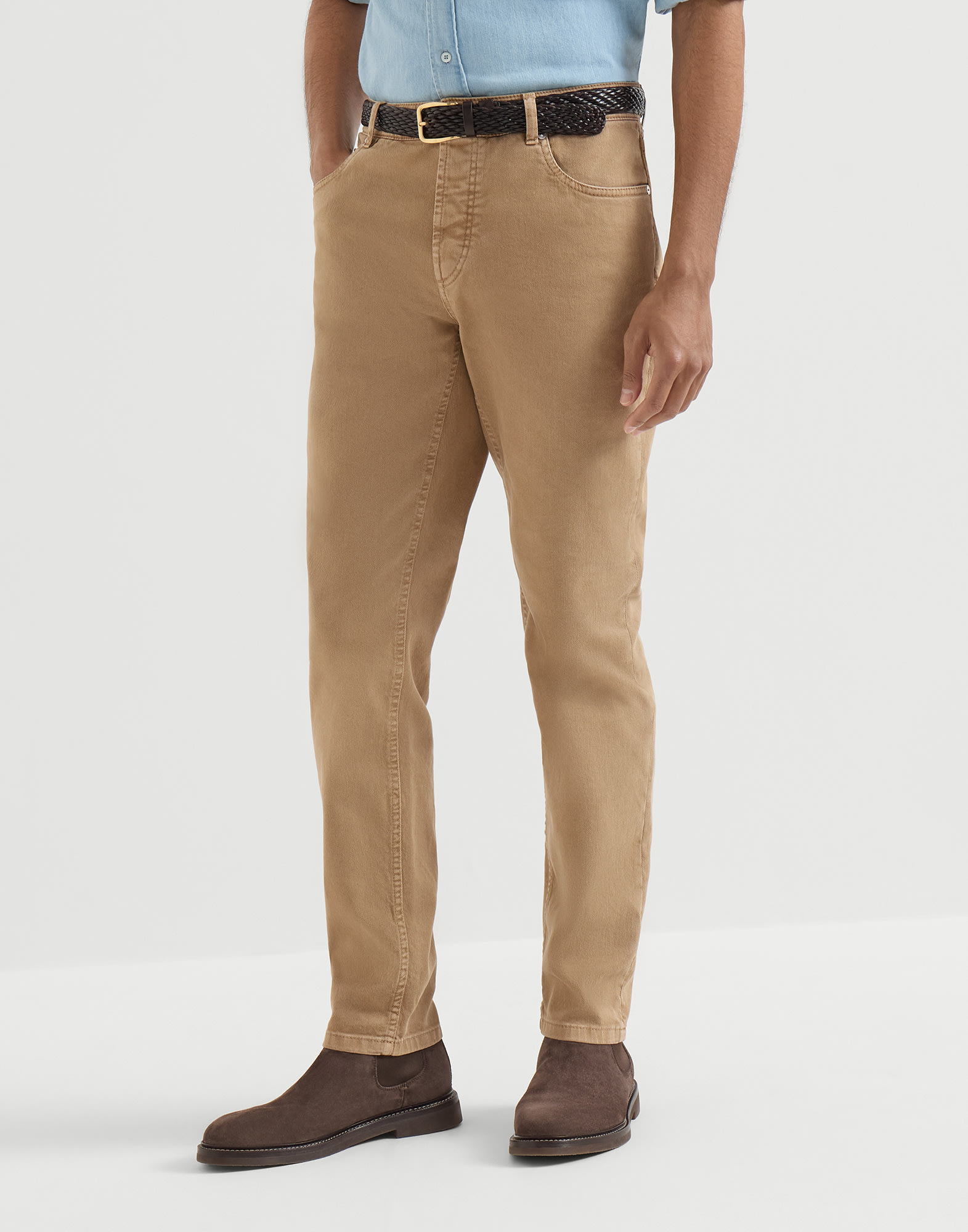 Denim Five-Pocket Trousers - Front view - View Full Screen