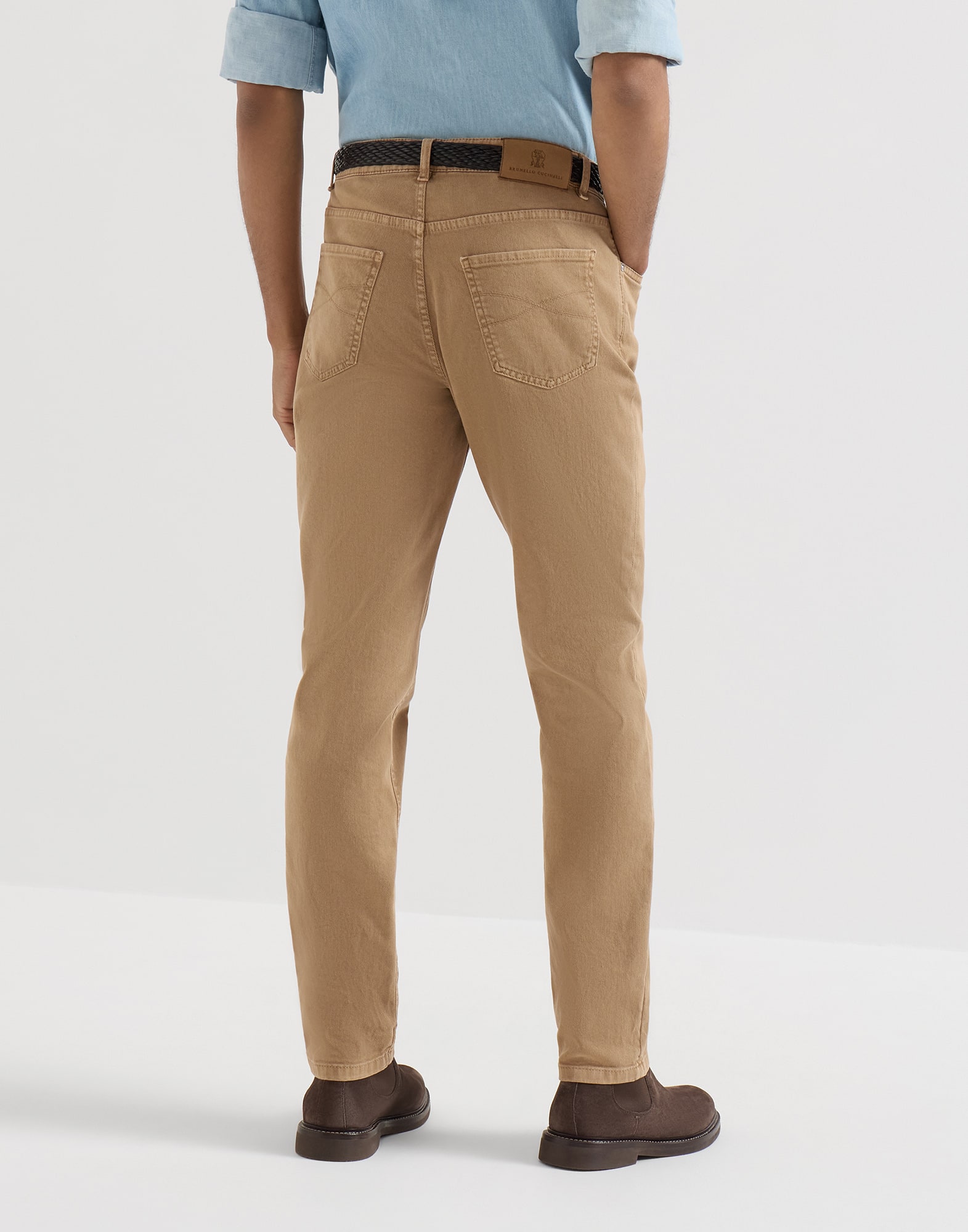 Traditional fit five-pocket trousers for Man in Navy Blue