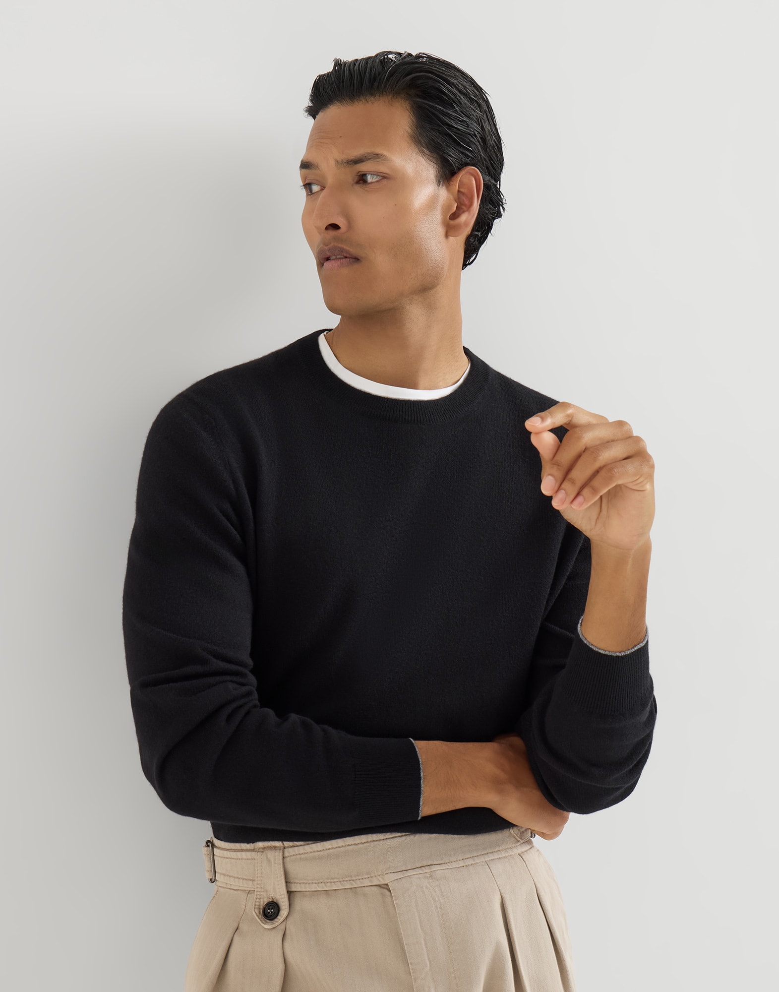 メンズ 向け ネイビーブルー カシミヤセーター | Brunello Cucinelli
