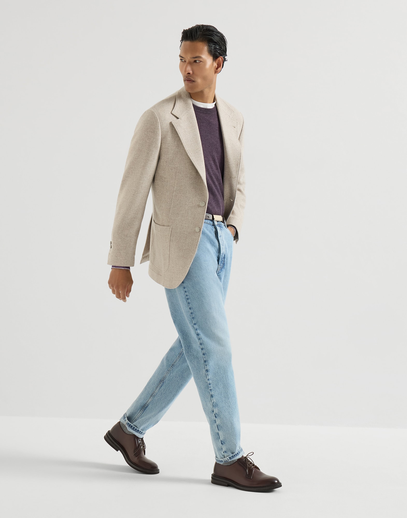 メンズ 向け ネイビーブルー カシミヤセーター | Brunello Cucinelli
