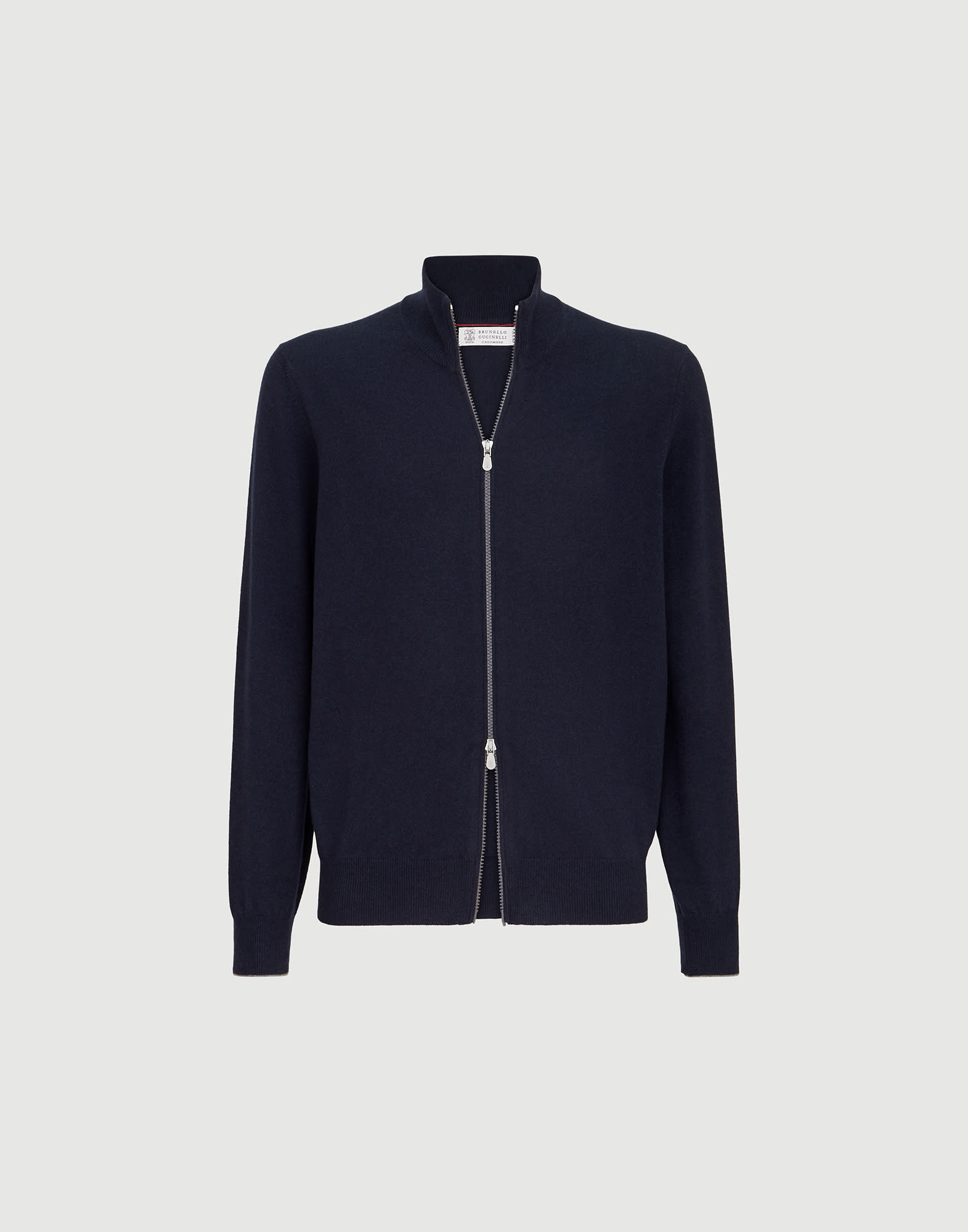 Cashmere high-neck cardigan with zipper for Man in Navy Blue
