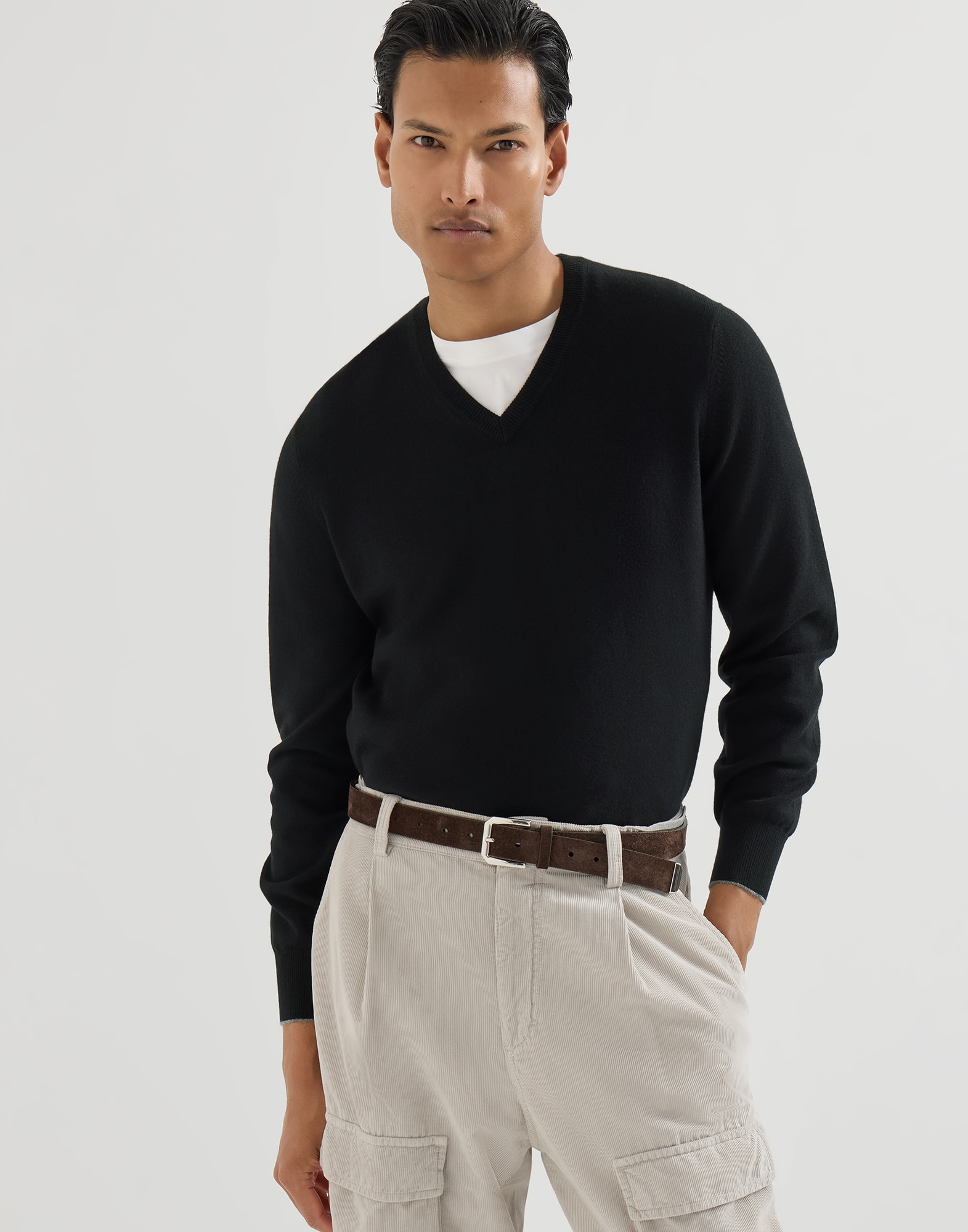 メンズ 向け ネイビーブルー カシミヤセーター | Brunello Cucinelli
