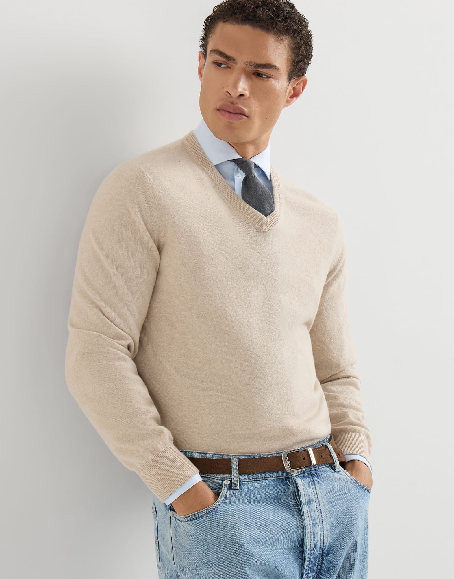 メンズ 向け ネイビーブルー カシミヤセーター | Brunello Cucinelli