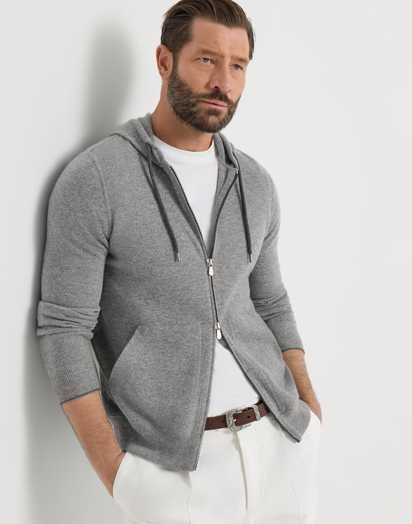 BRUNELLO CUCINELLI カシミヤ カーディガン ニット グレー メンズ 向け ネイビーブルー カシミヤ スウェットスタイル