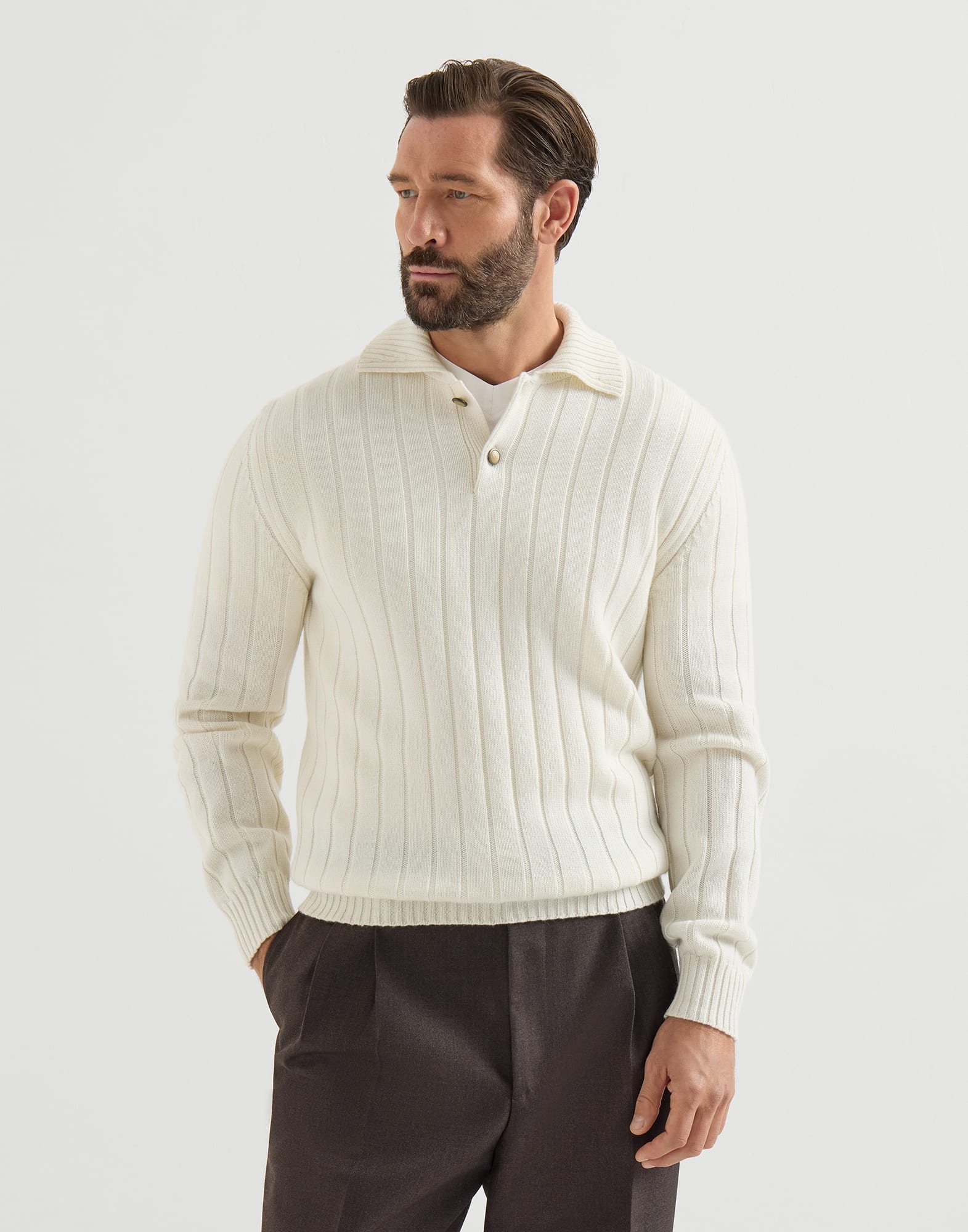Polo-Style Sweater - Front view - View Full Screen