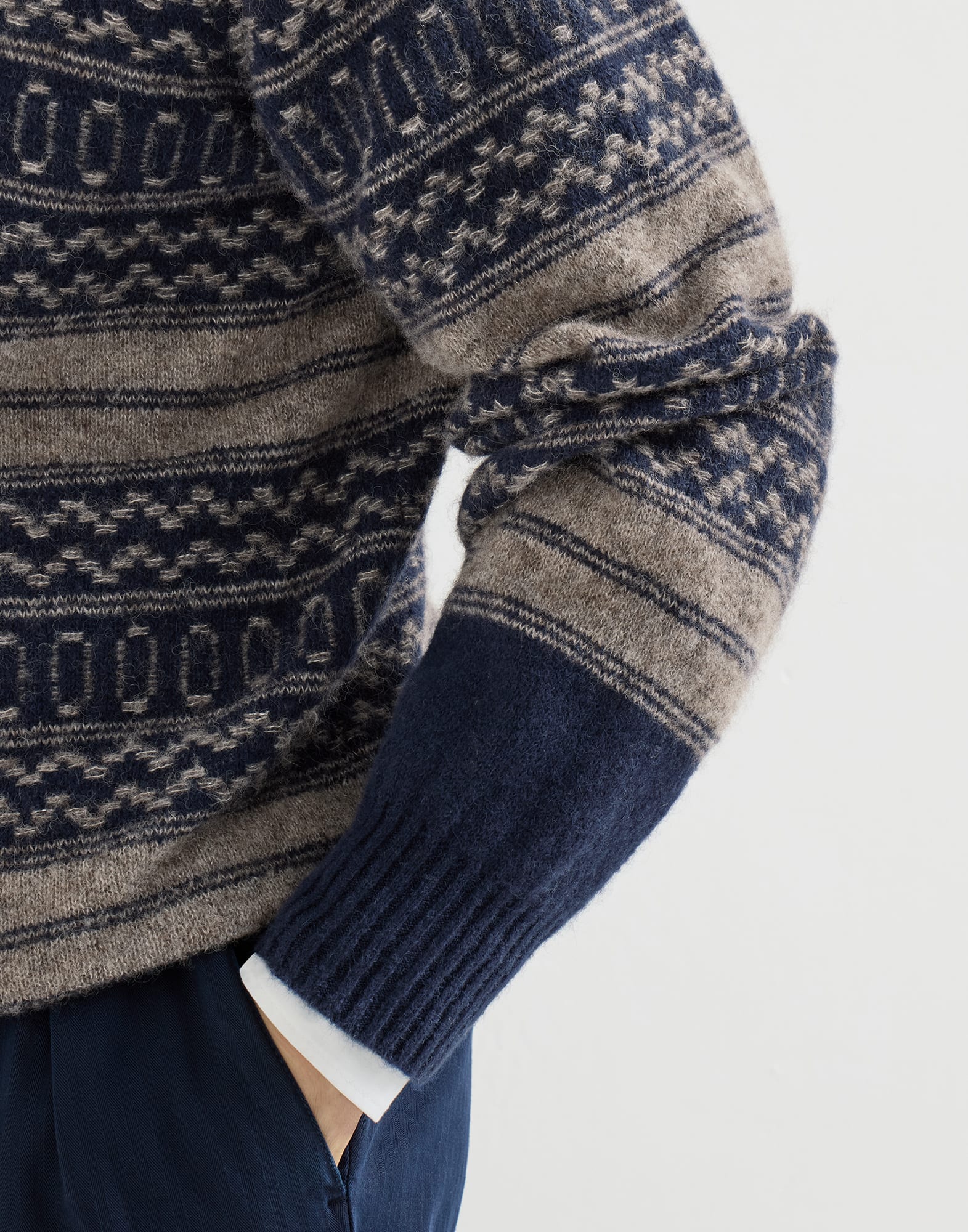 Nordic Jacquard sweater for Man in Chestnut | Brunello Cucinelli