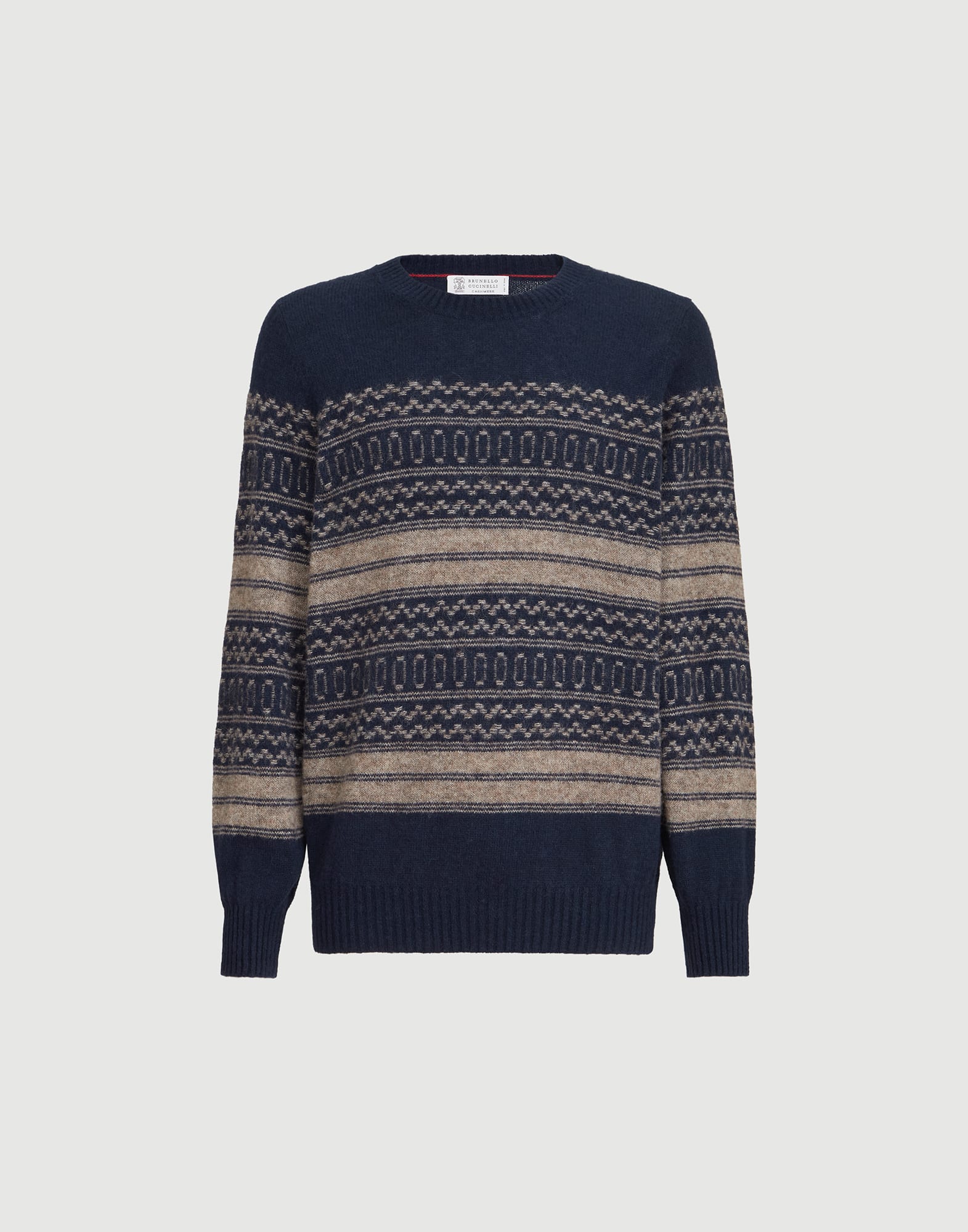 Nordic Jacquard sweater for Man in Chestnut | Brunello Cucinelli