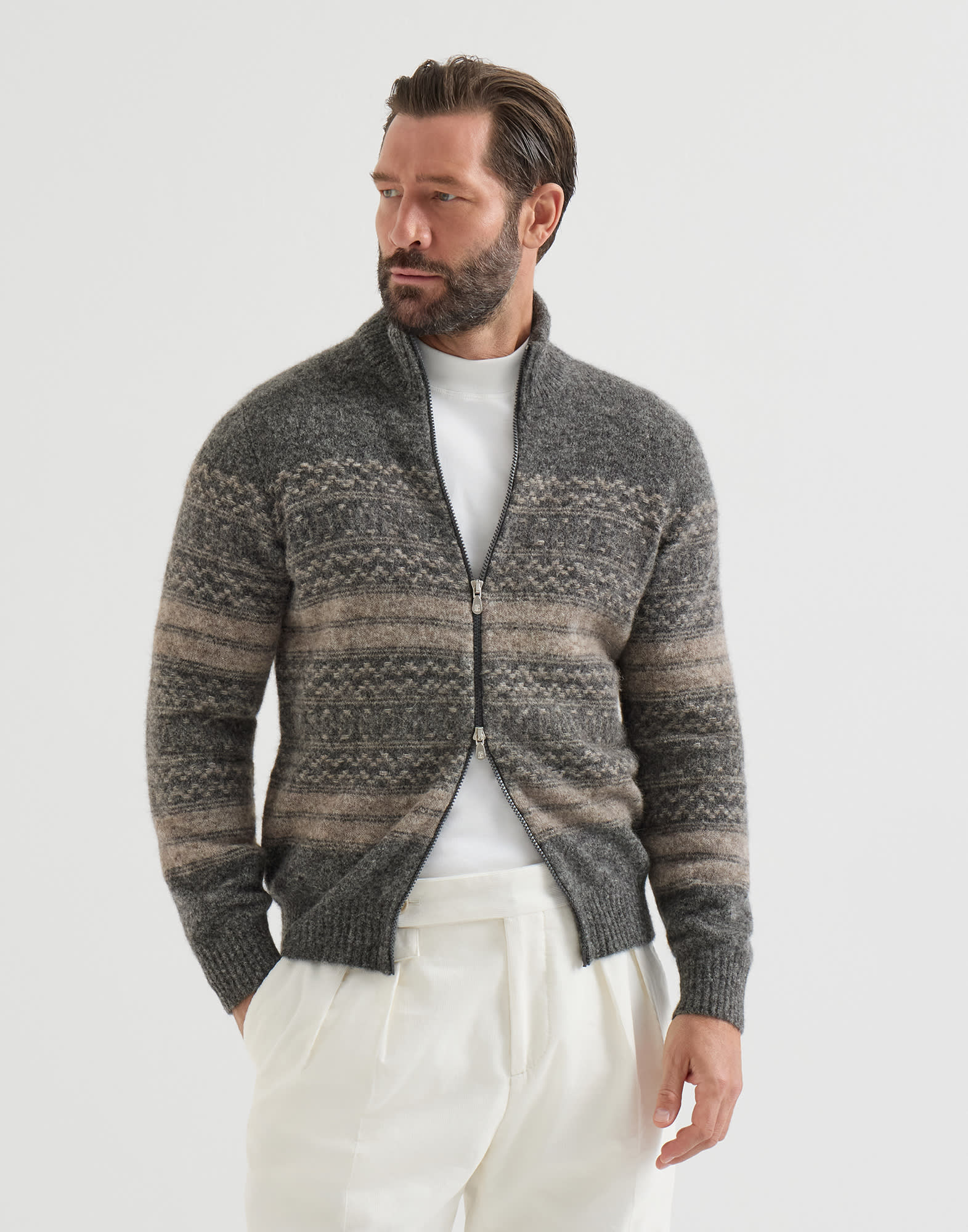 Zip-front Cardigan - Front view - View Full Screen