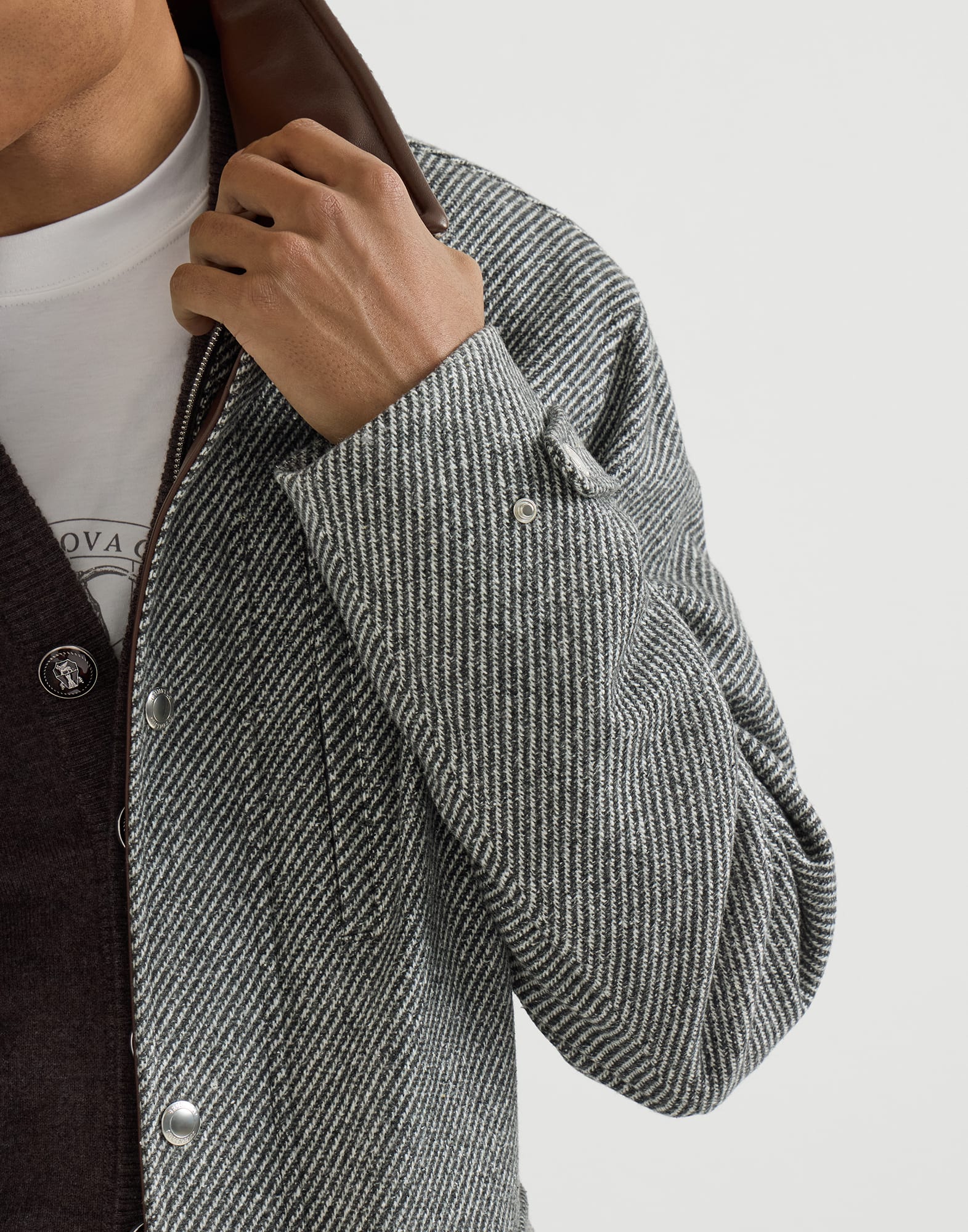 Diagonal field jacket for Man in Medium Grey | Brunello Cucinelli