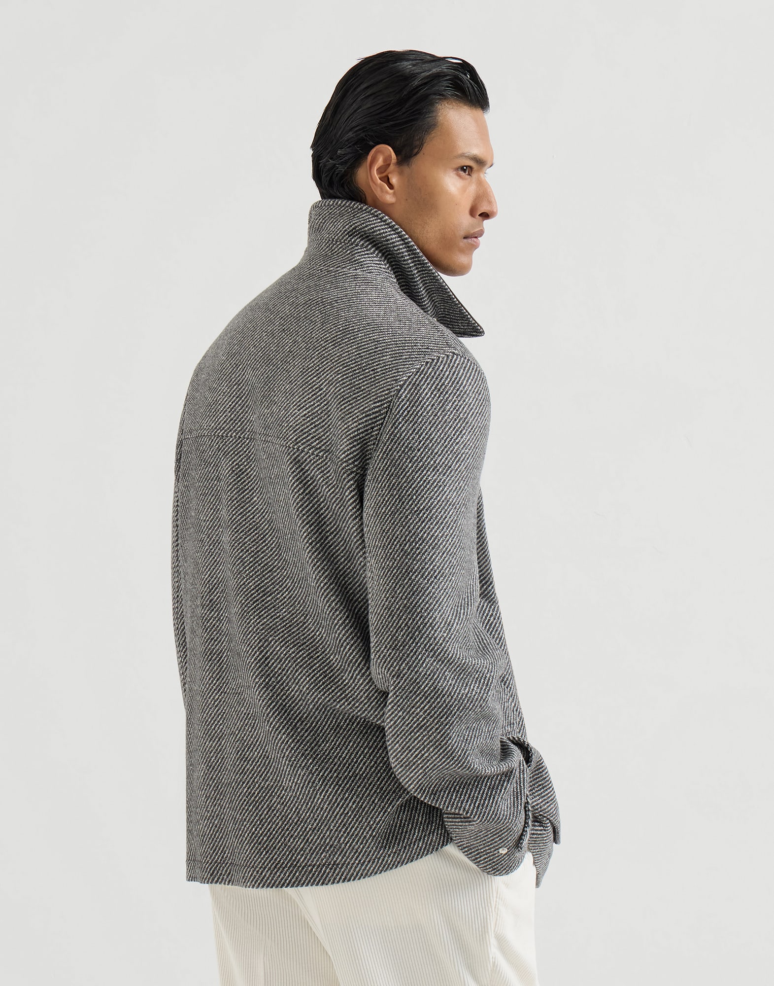 Diagonal field jacket for Man in Medium Grey | Brunello Cucinelli