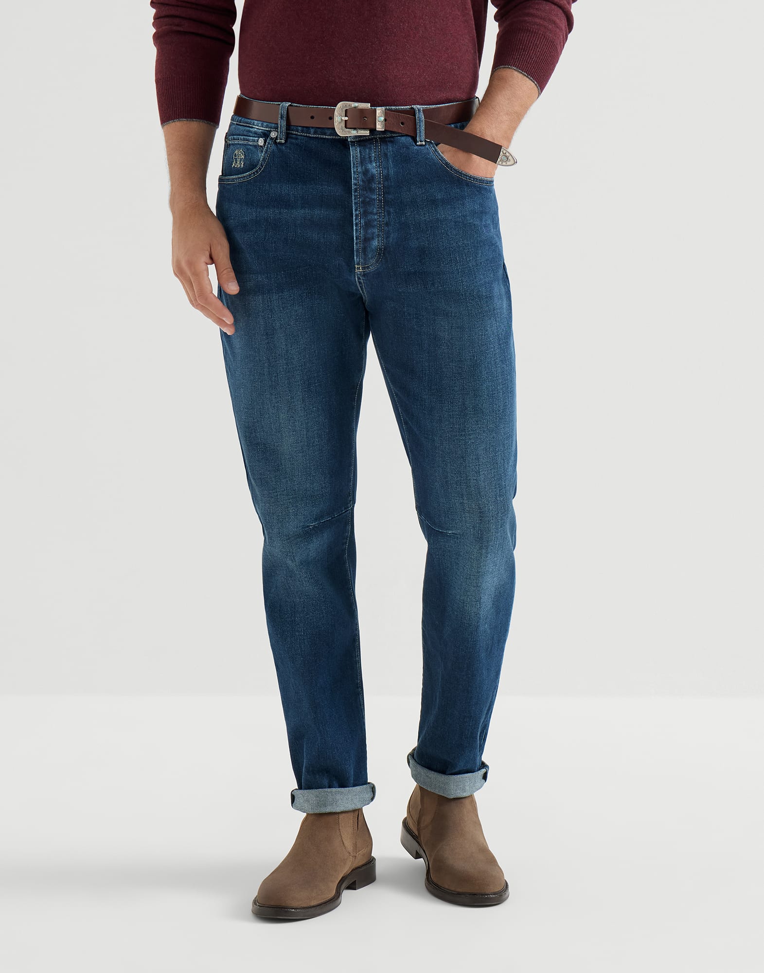 Denim Five-Pocket Trousers - Front view - View Full Screen