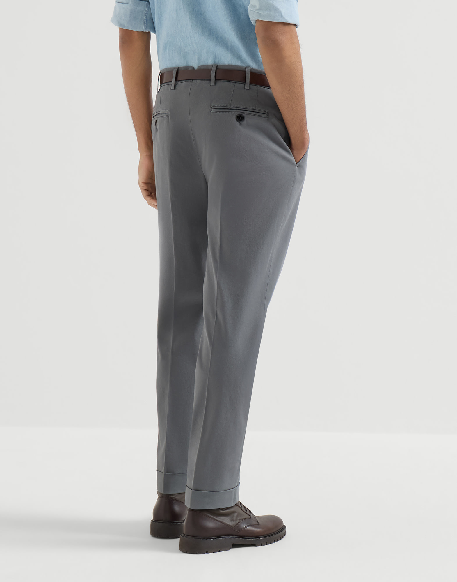 Comfort gabardine trousers for Man in Light Brown | Brunello Cucinelli