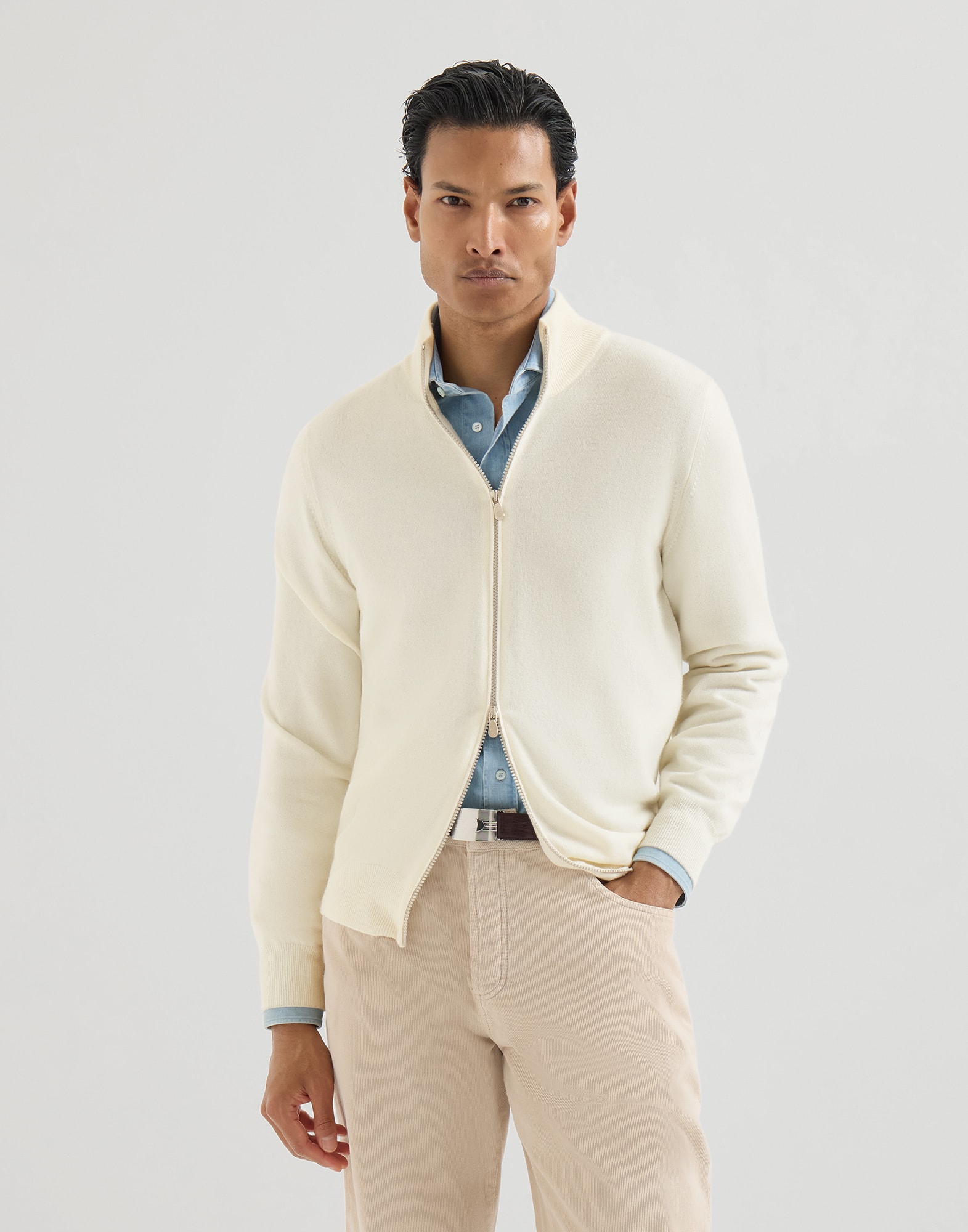 Zip-front Cardigan - Front view - View Full Screen