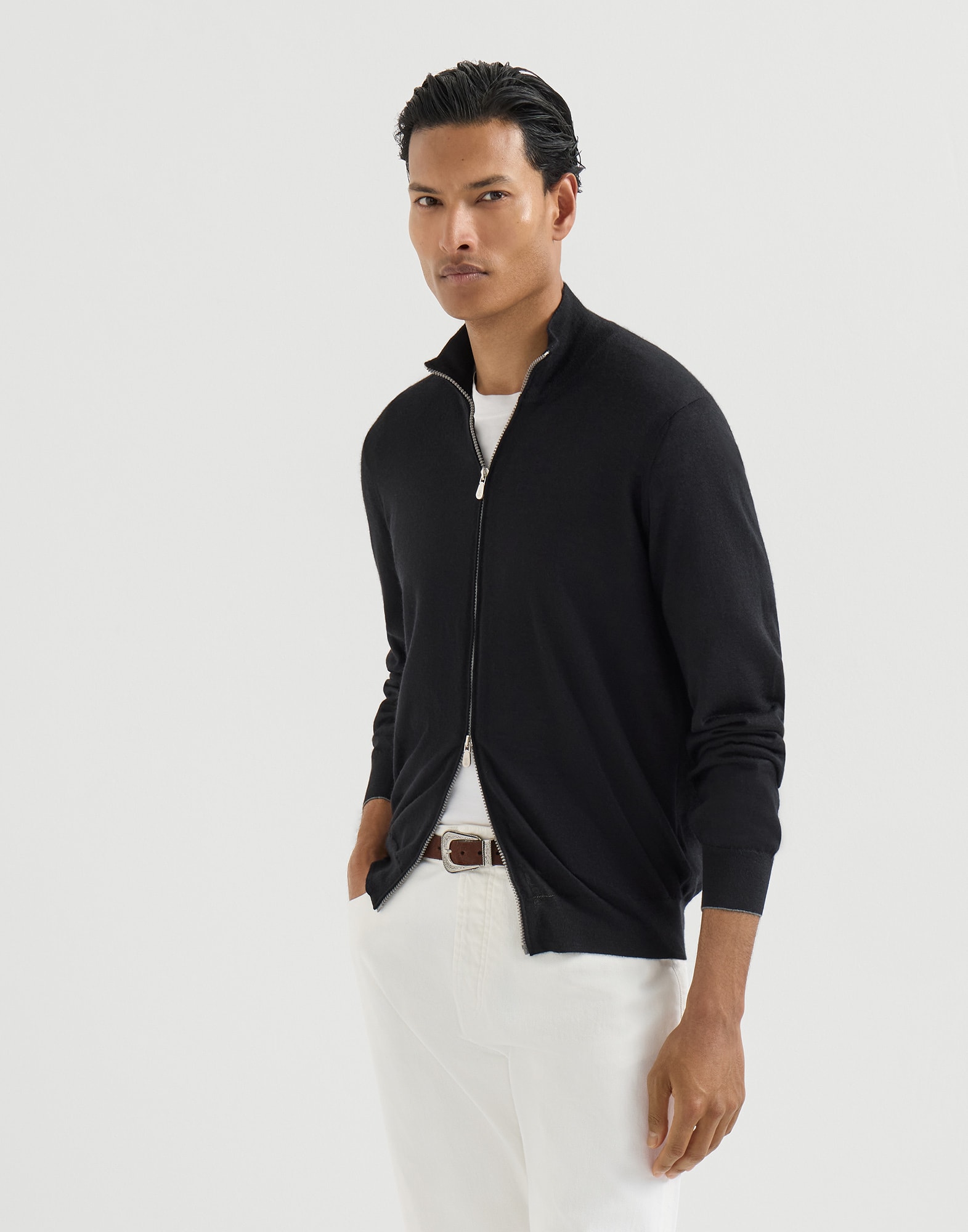 Zip-front Cardigan - Front view - View Full Screen