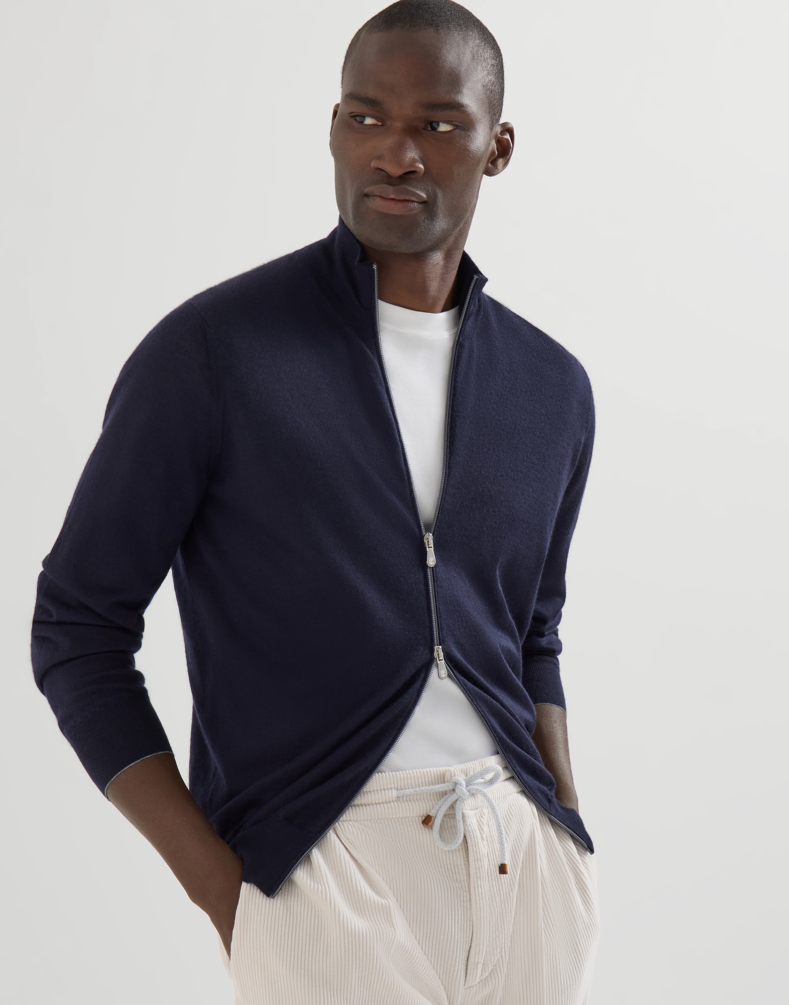 Lightweight cardigan for Man in Dark Grey | Brunello Cucinelli