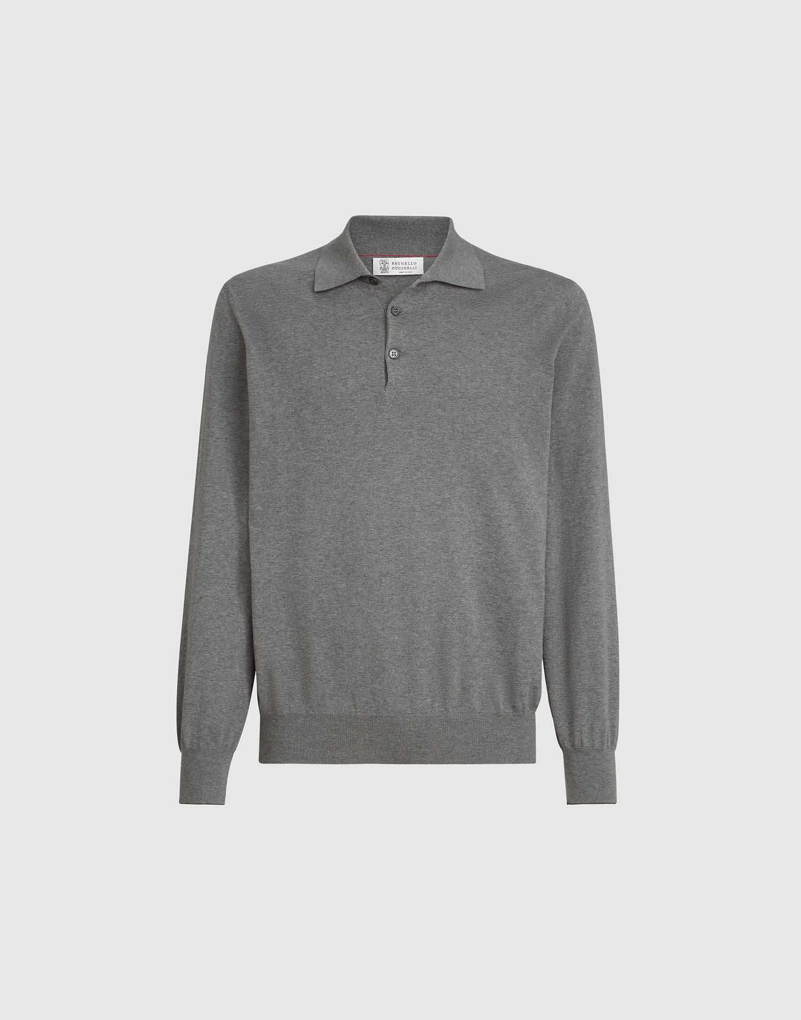Cotton lightweight knit polo shirt for Man in Dark Grey | Brunello