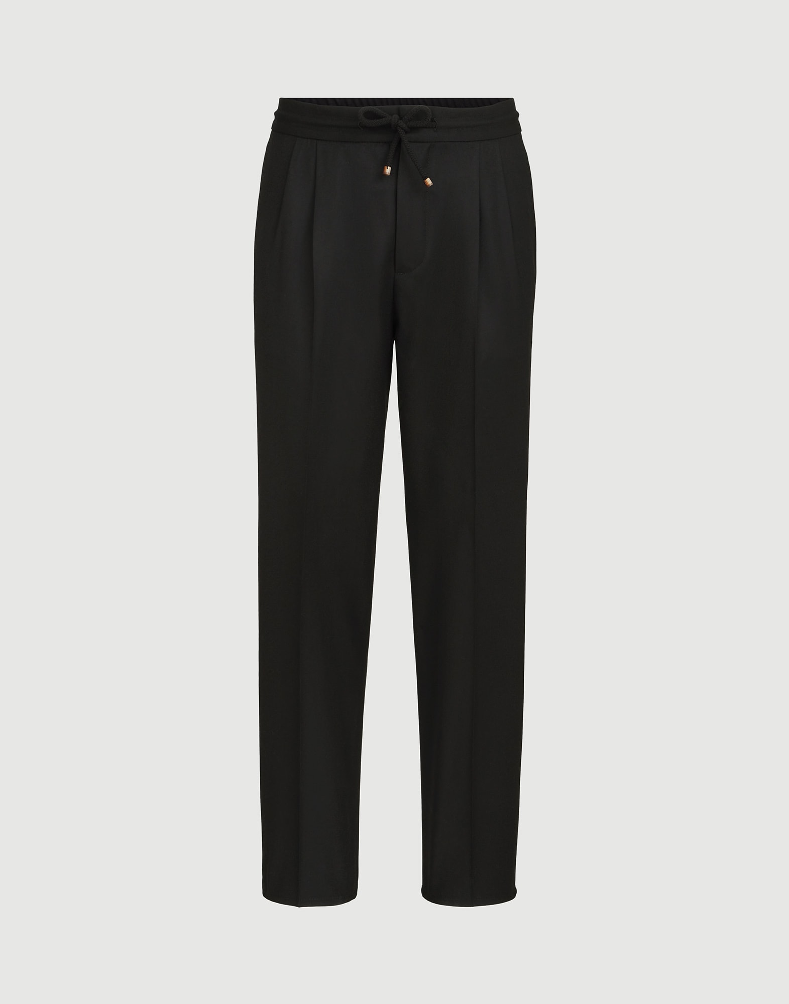 Virgin wool flannel trousers for Man in Black | Brunello Cucinelli
