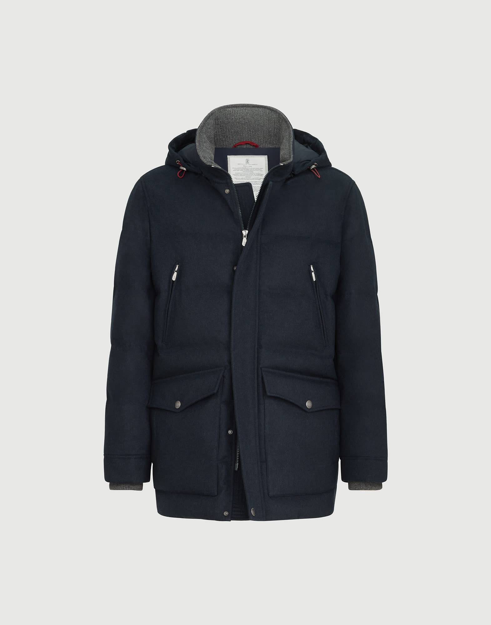 Parka with detachable hood for Man in Light Grey | Brunello Cucinelli