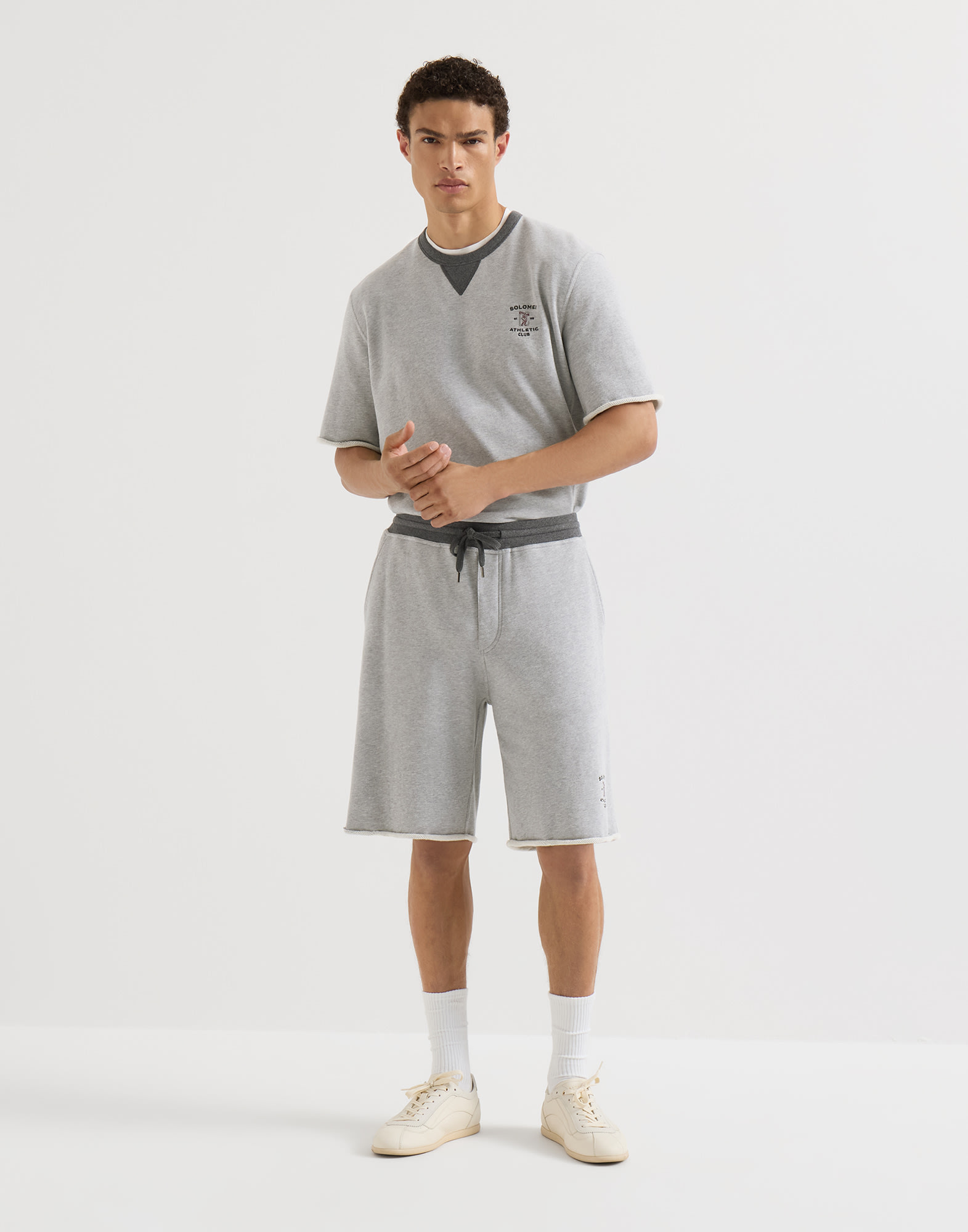 メンズ 向け グレー スウェット バミューダパンツ | Brunello Cucinelli