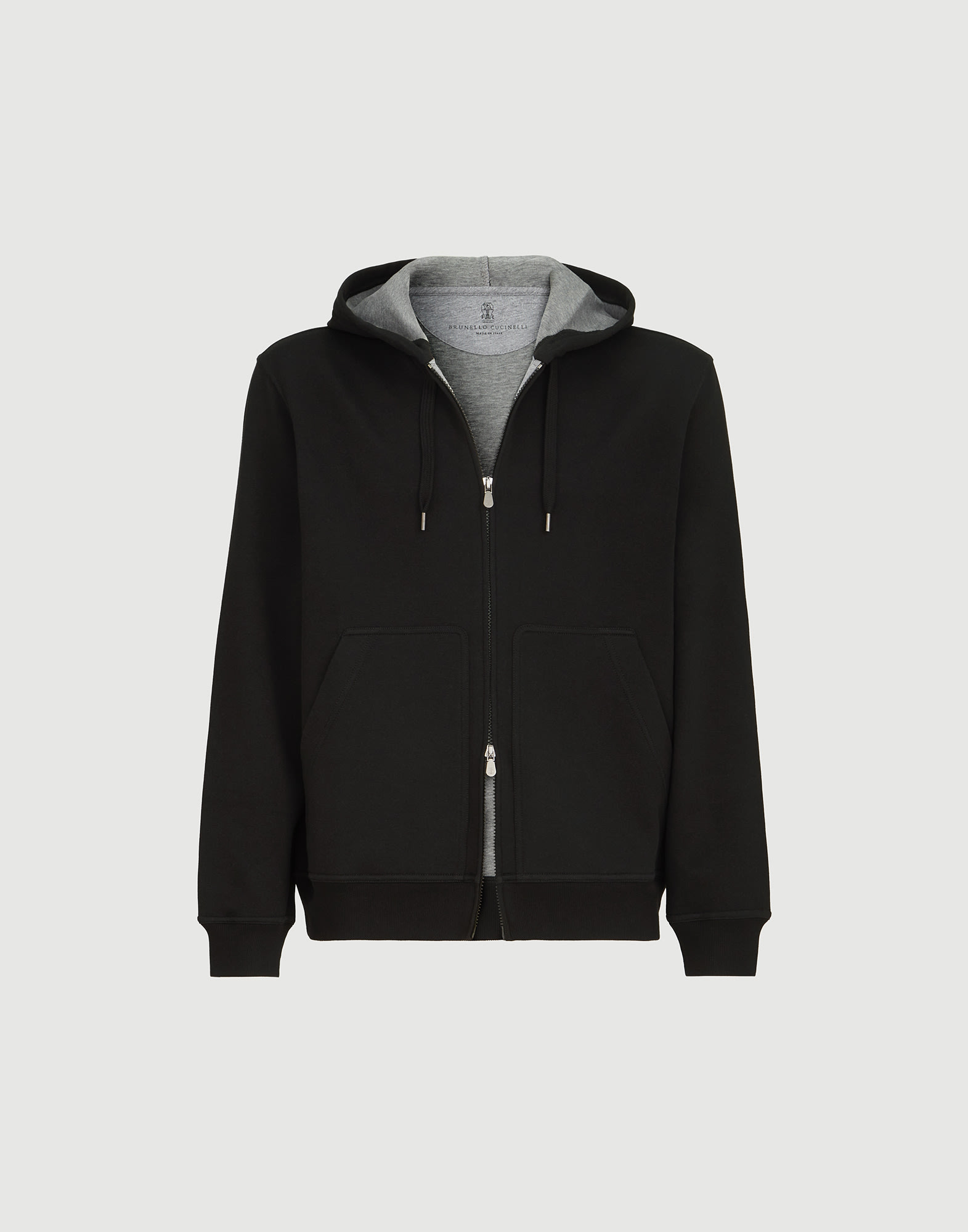 Double cloth sweatshirt for Man in Medium Grey | Brunello Cucinelli