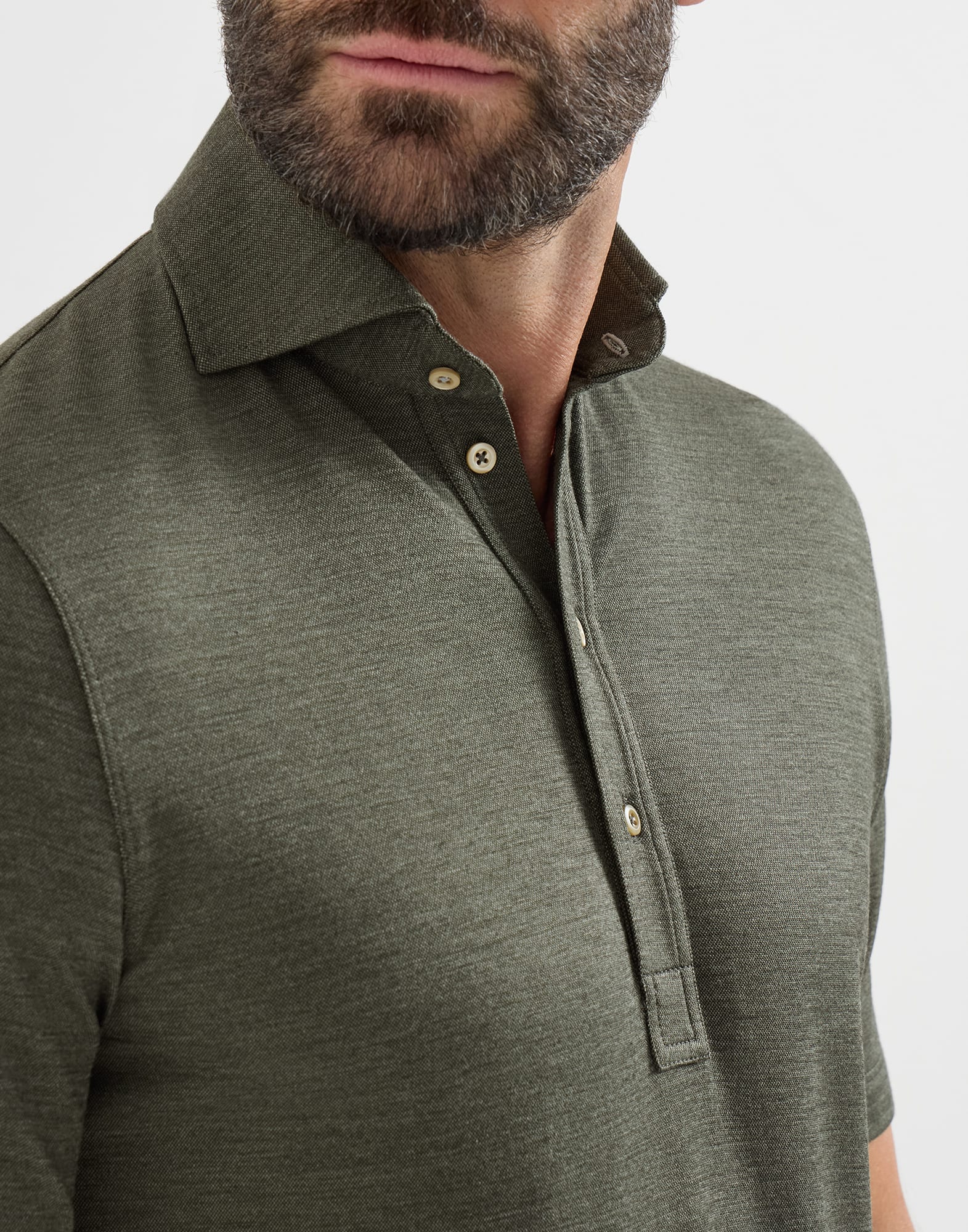メンズ 向け ミリタリー ピケ ポロシャツ | Brunello Cucinelli