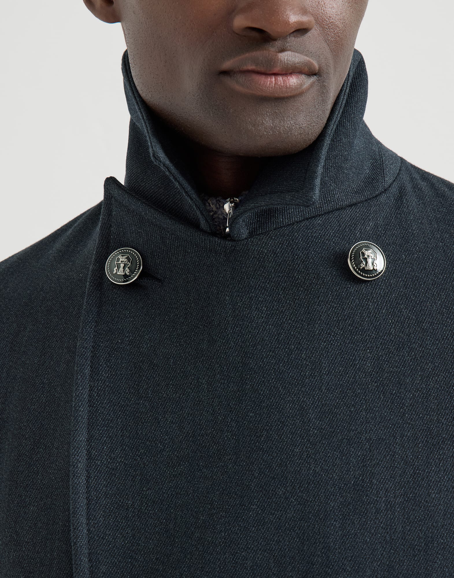 メンズ 向け ブルー キャバルリーツイル ピーコート | Brunello Cucinelli