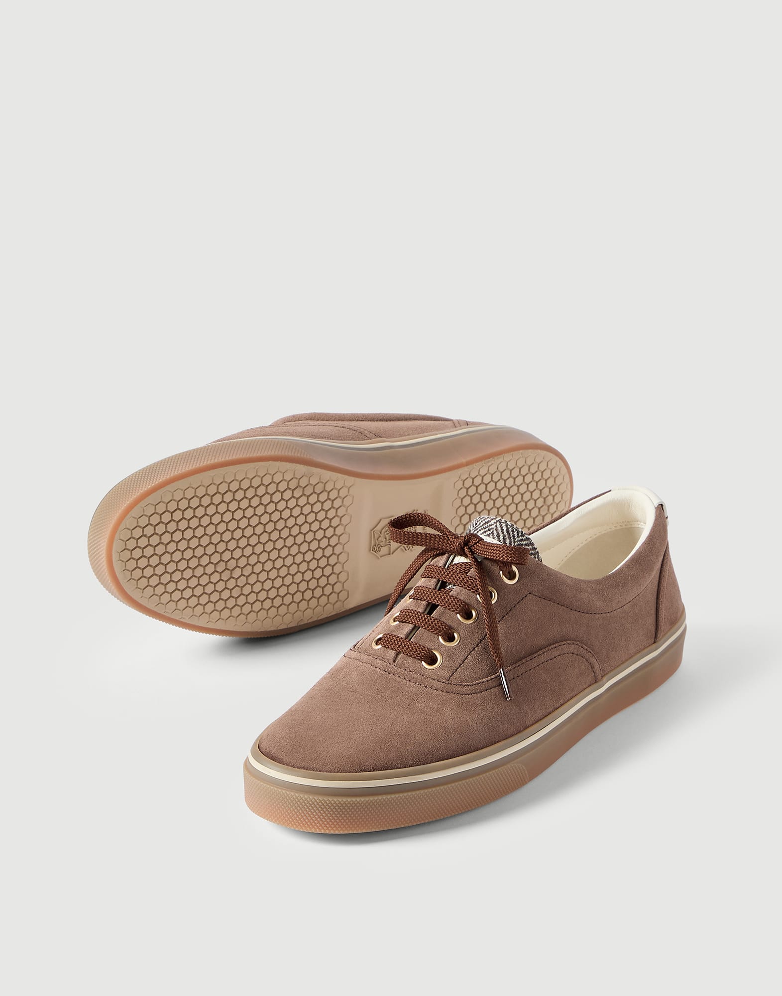 メンズ 向け ネイビーブルー スエードスニーカー | Brunello Cucinelli