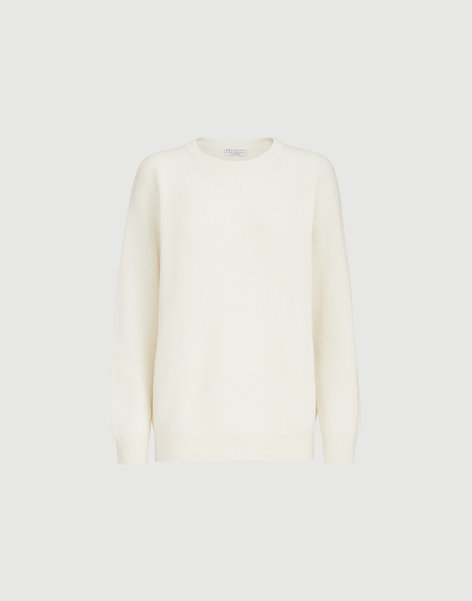 English rib cashmere sweater for Woman in Oat | Brunello Cucinelli