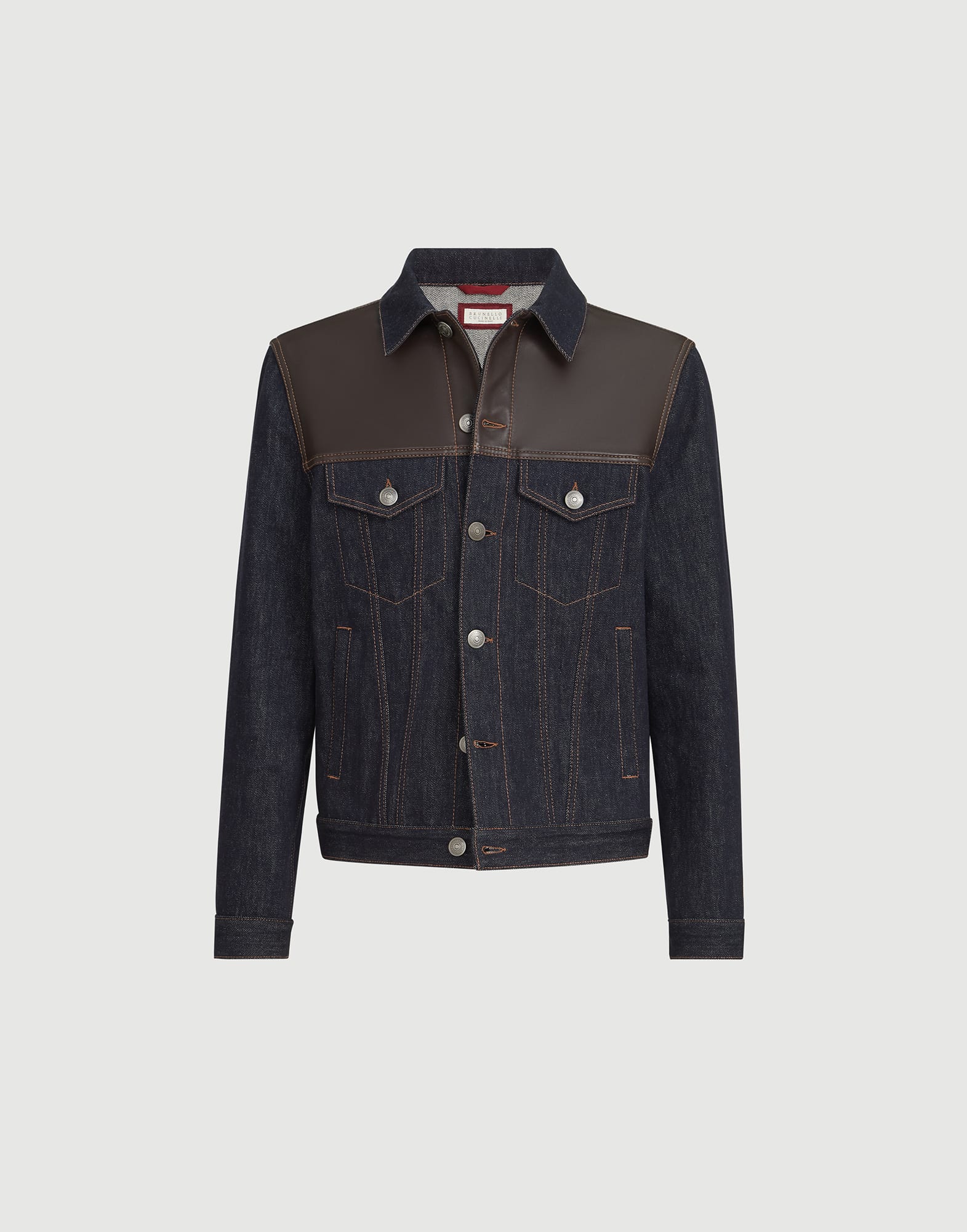 Denim four-pocket jacket for Man in Blue | Brunello Cucinelli