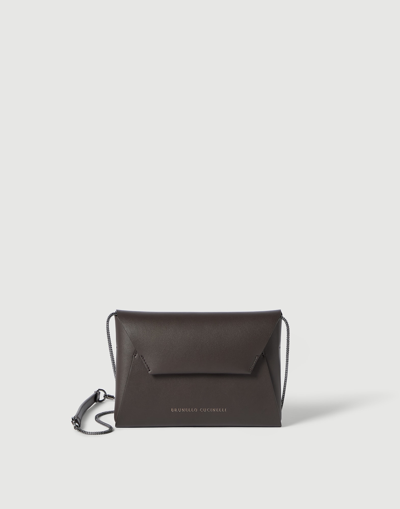 Duo pochette in calfskin with precious chain