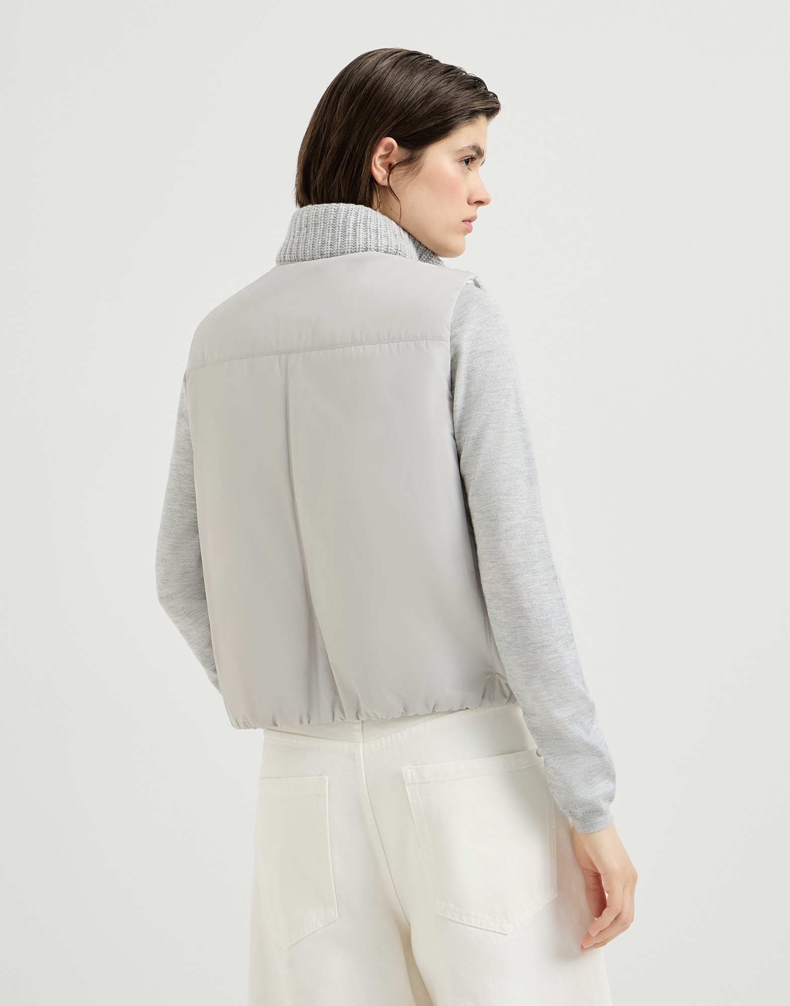 Reversible sleeveless down jacket for Woman in Light Grey
