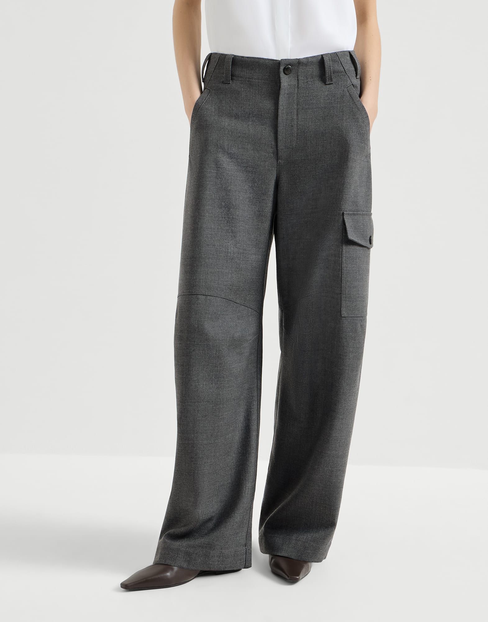 Cargo barrel trousers Dark Grey Woman - Brunello Cucinelli