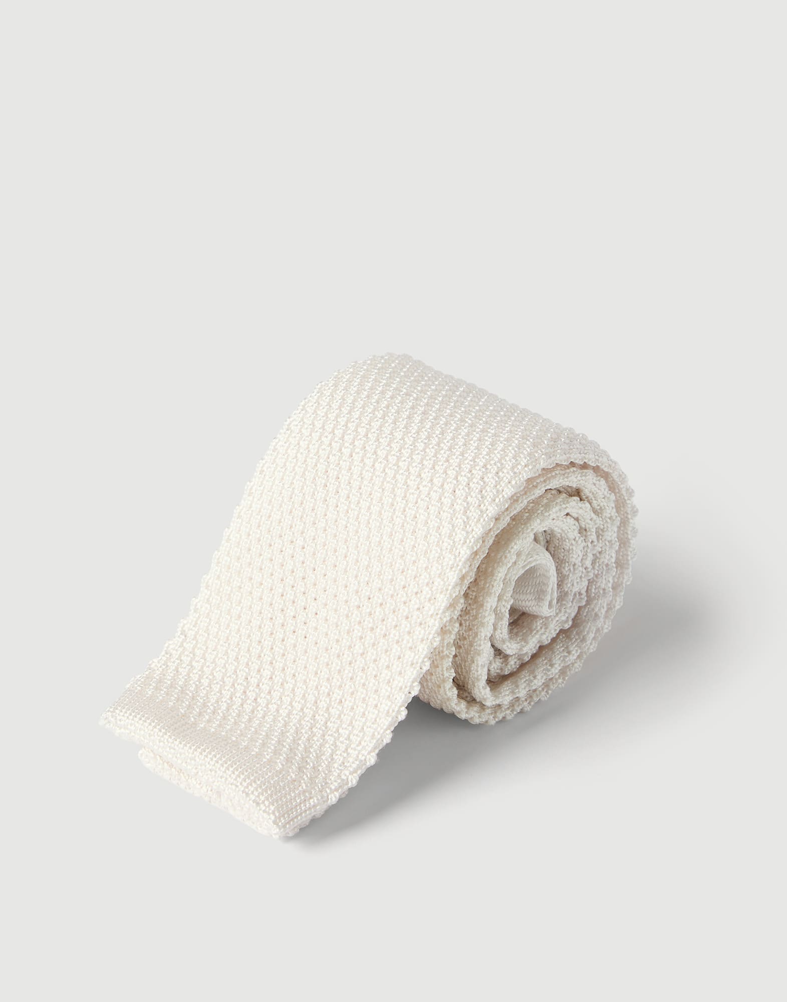 Silk knit tie for Man in White | Brunello Cucinelli