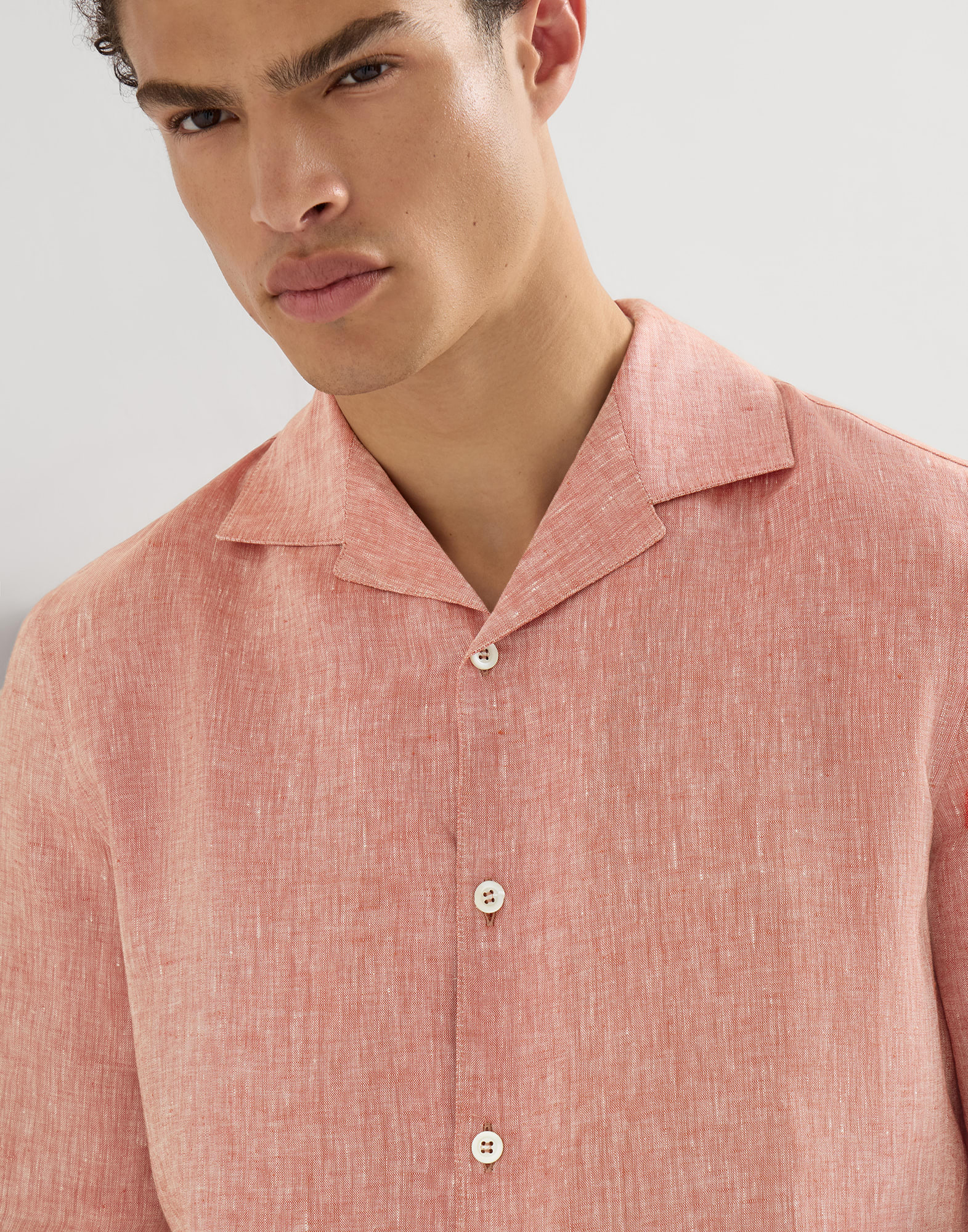 Short sleeve shirt for Man in Apricot | Brunello Cucinelli