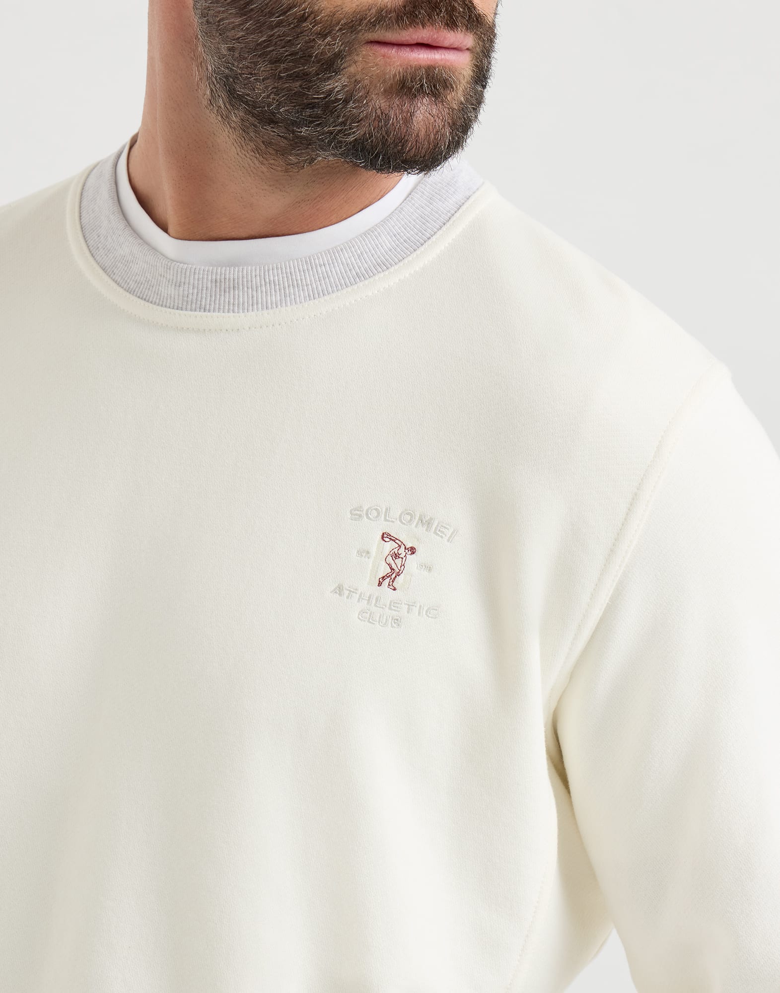Sweatshirt with embroidery for Man in Cobalt | Brunello Cucinelli