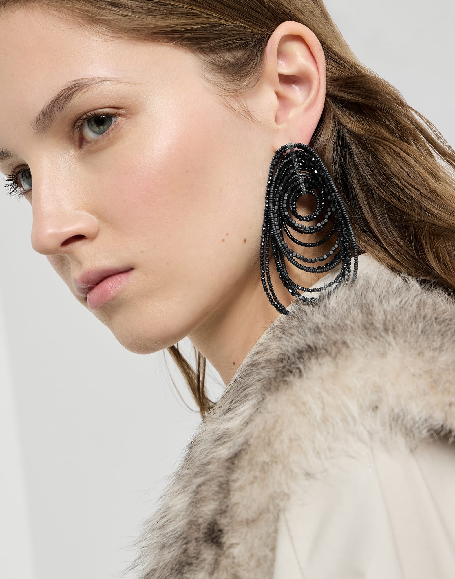 Hematite and Sterling Silver earrings Black Woman - Brunello Cucinelli