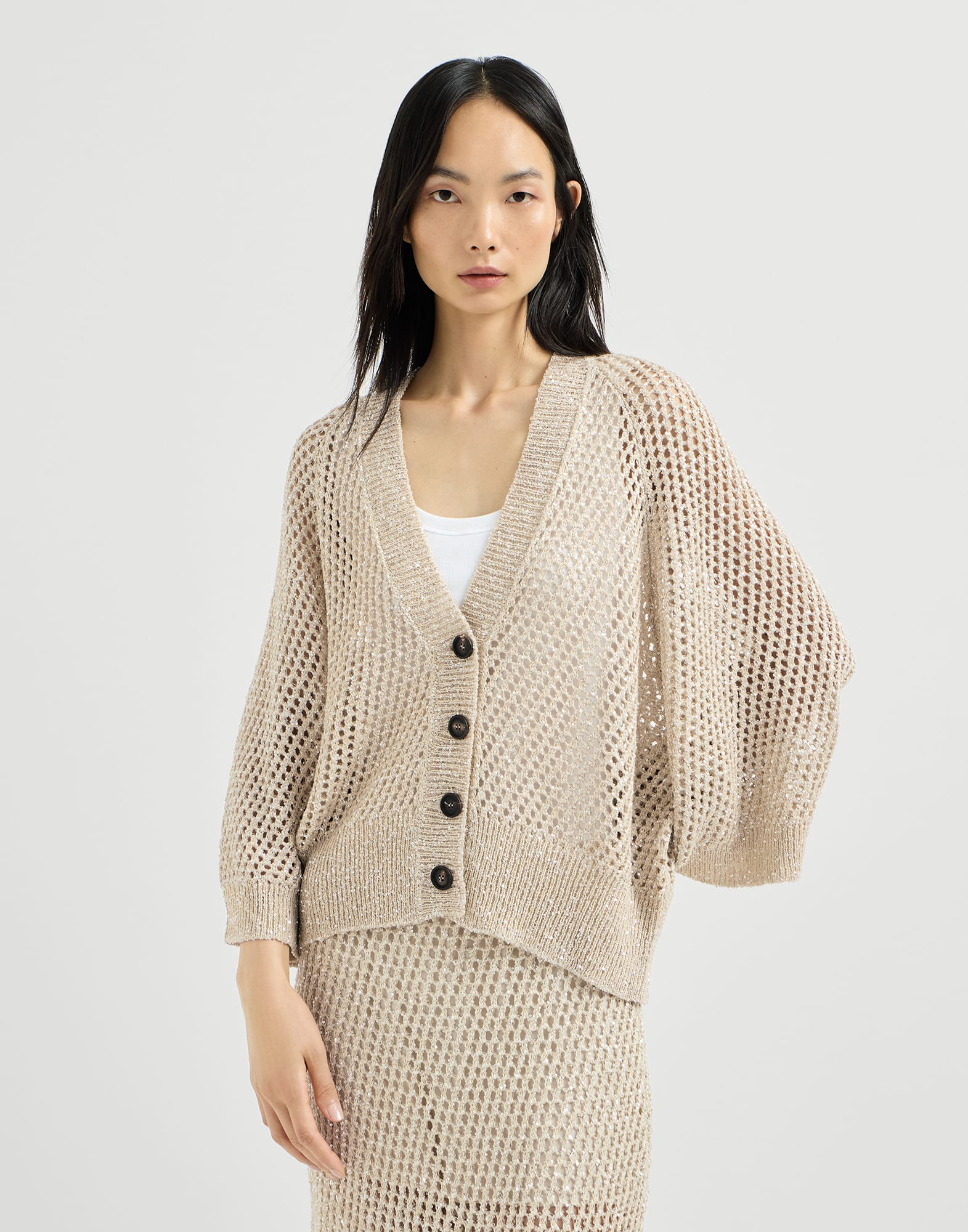 Dazzling texture net cardigan