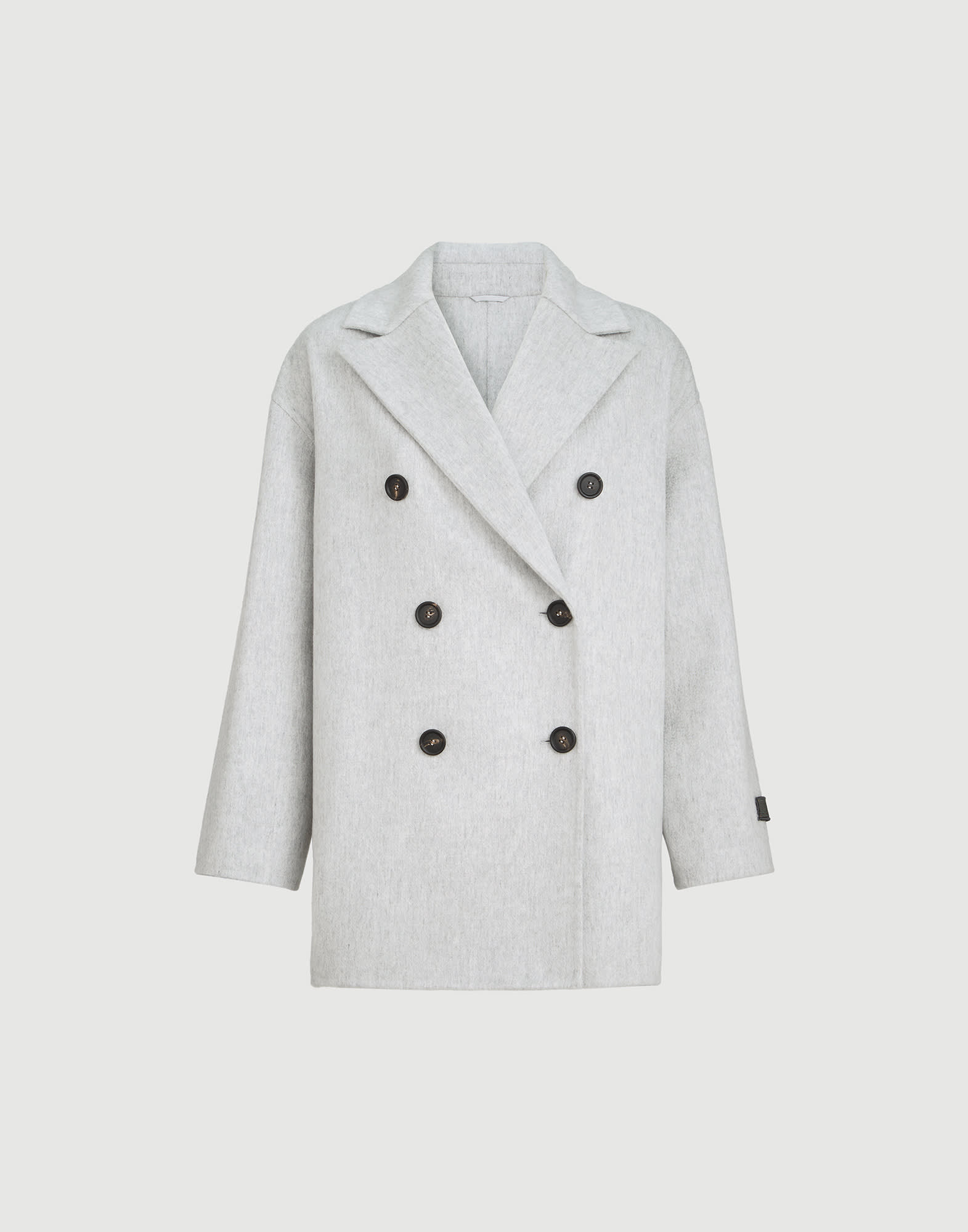 Beaver pea coat with Precious Patch for Woman in Light Grey