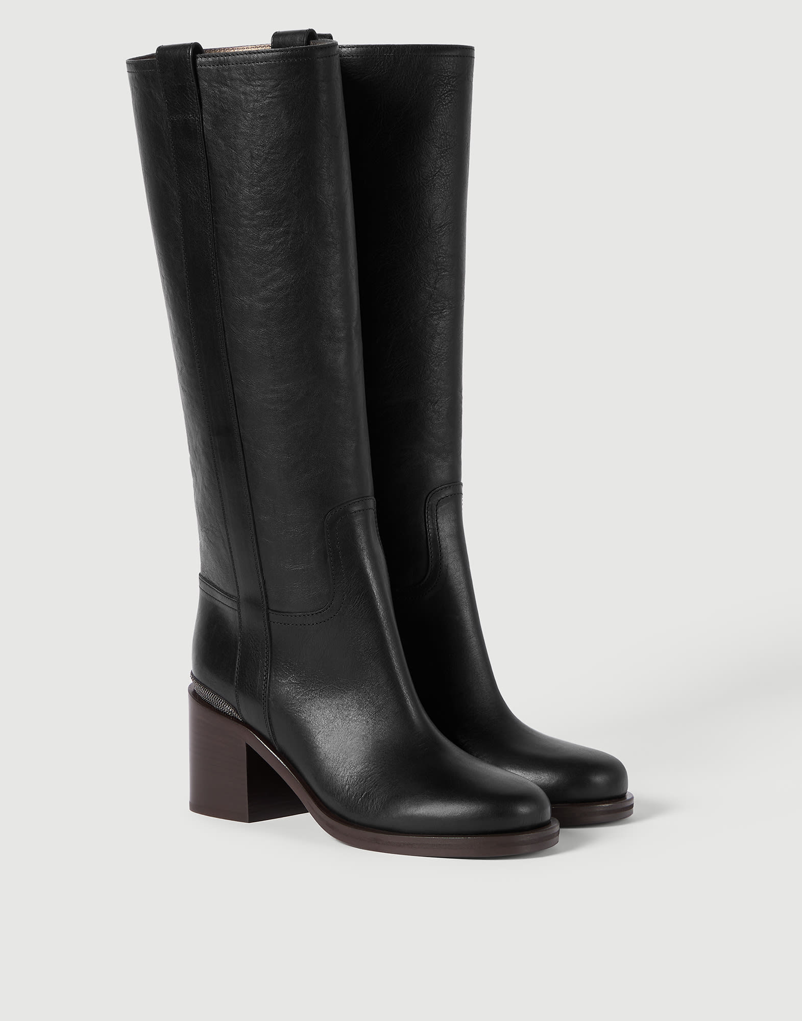 Cowhide boots with monili Black Woman - Brunello Cucinelli