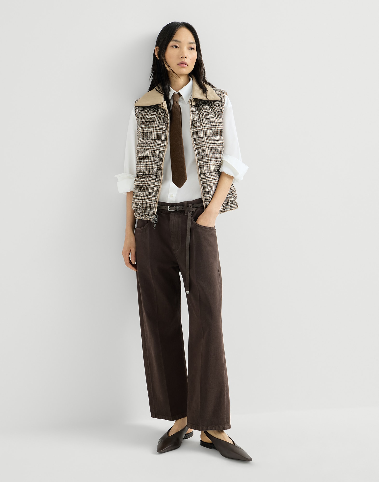 Contemporary Square trousers for Woman in Pine Cone Brown