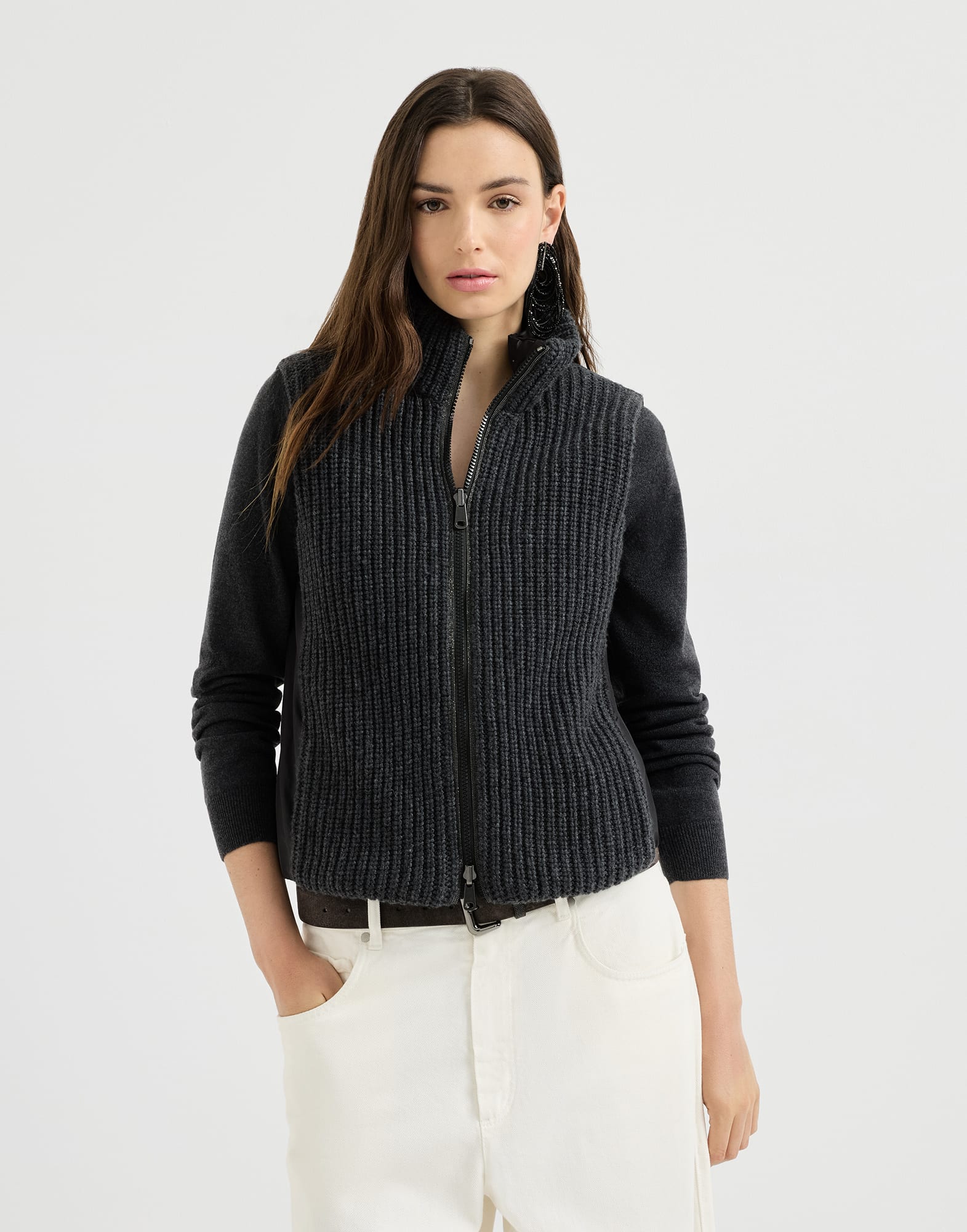 Reversible sleeveless down jacket for Woman in Light Grey
