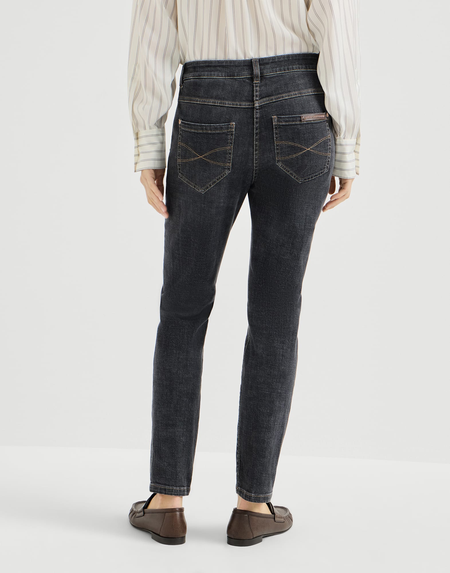 Slim fit five-pocket trousers for Woman in Dark Grey | Brunello