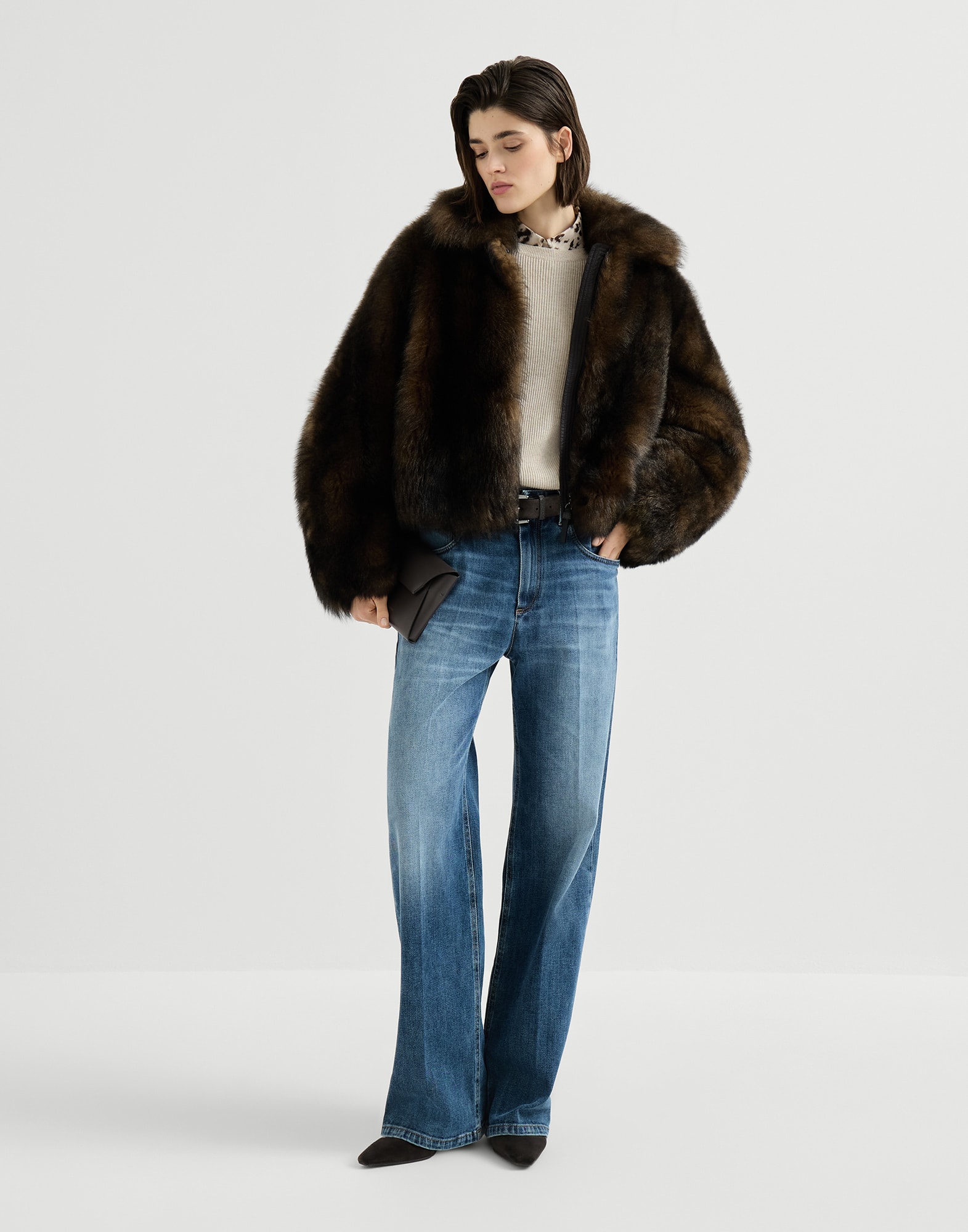 Contemporary Loose trousers for Woman in Denim | Brunello Cucinelli