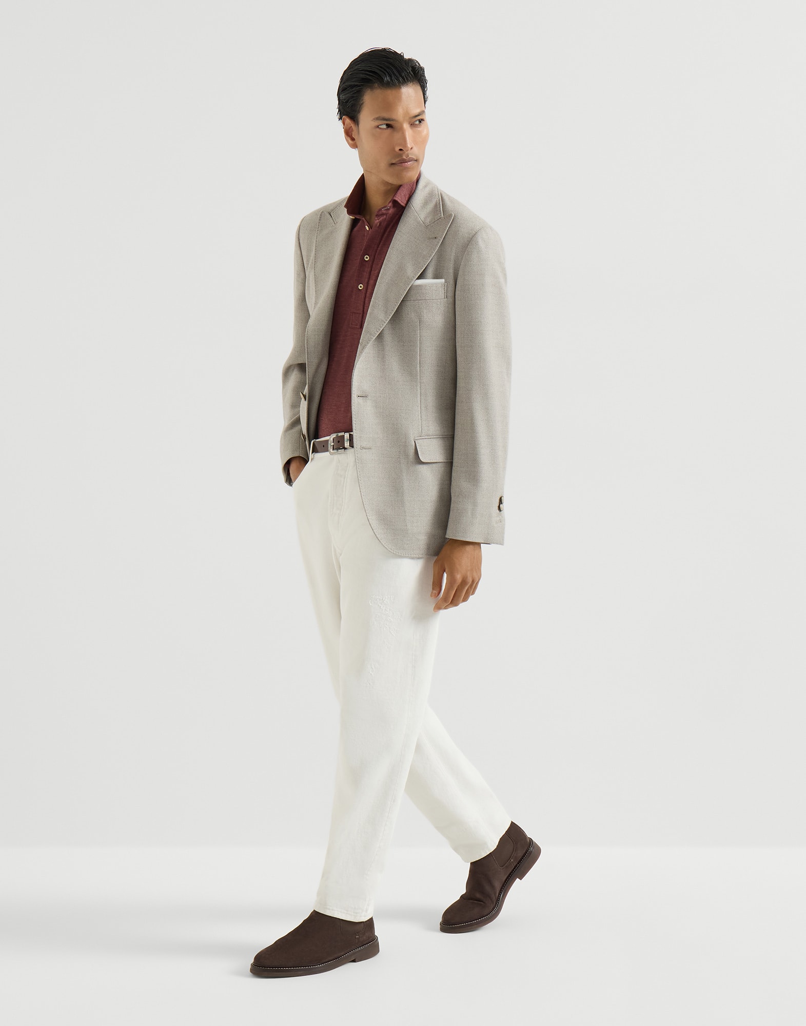 メンズ 向け ミリタリー ピケ ポロシャツ | Brunello Cucinelli
