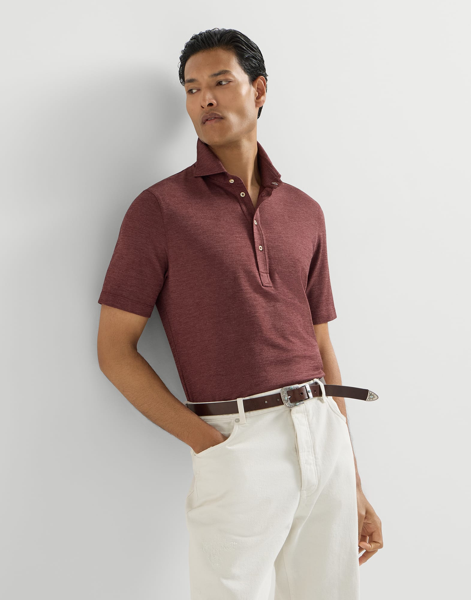 メンズ 向け ミリタリー ピケ ポロシャツ | Brunello Cucinelli