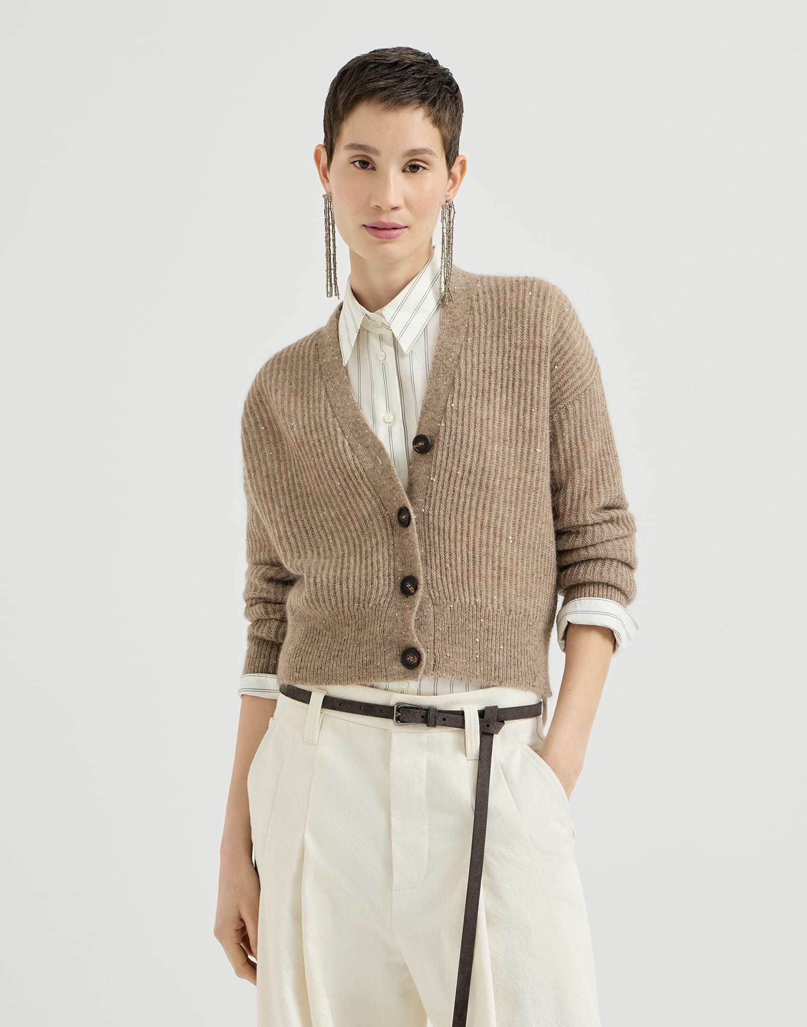 Button-front Cardigan - Front view - View Full Screen