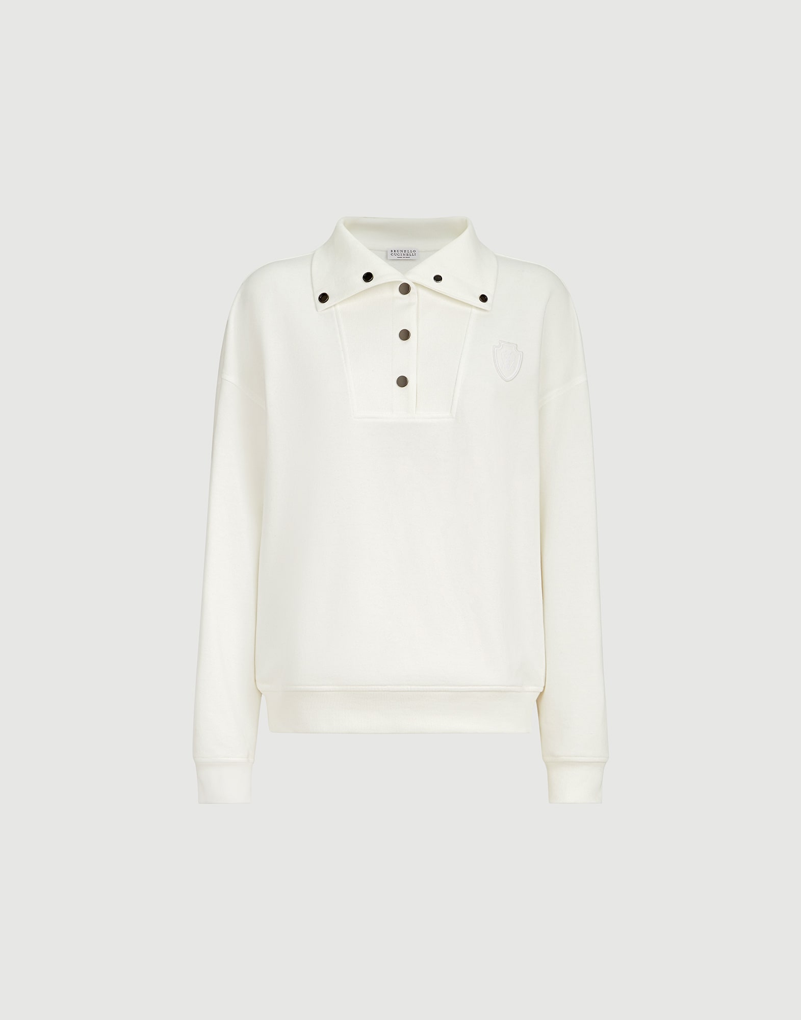 Smooth cotton French terry sweatshirt for Woman in White