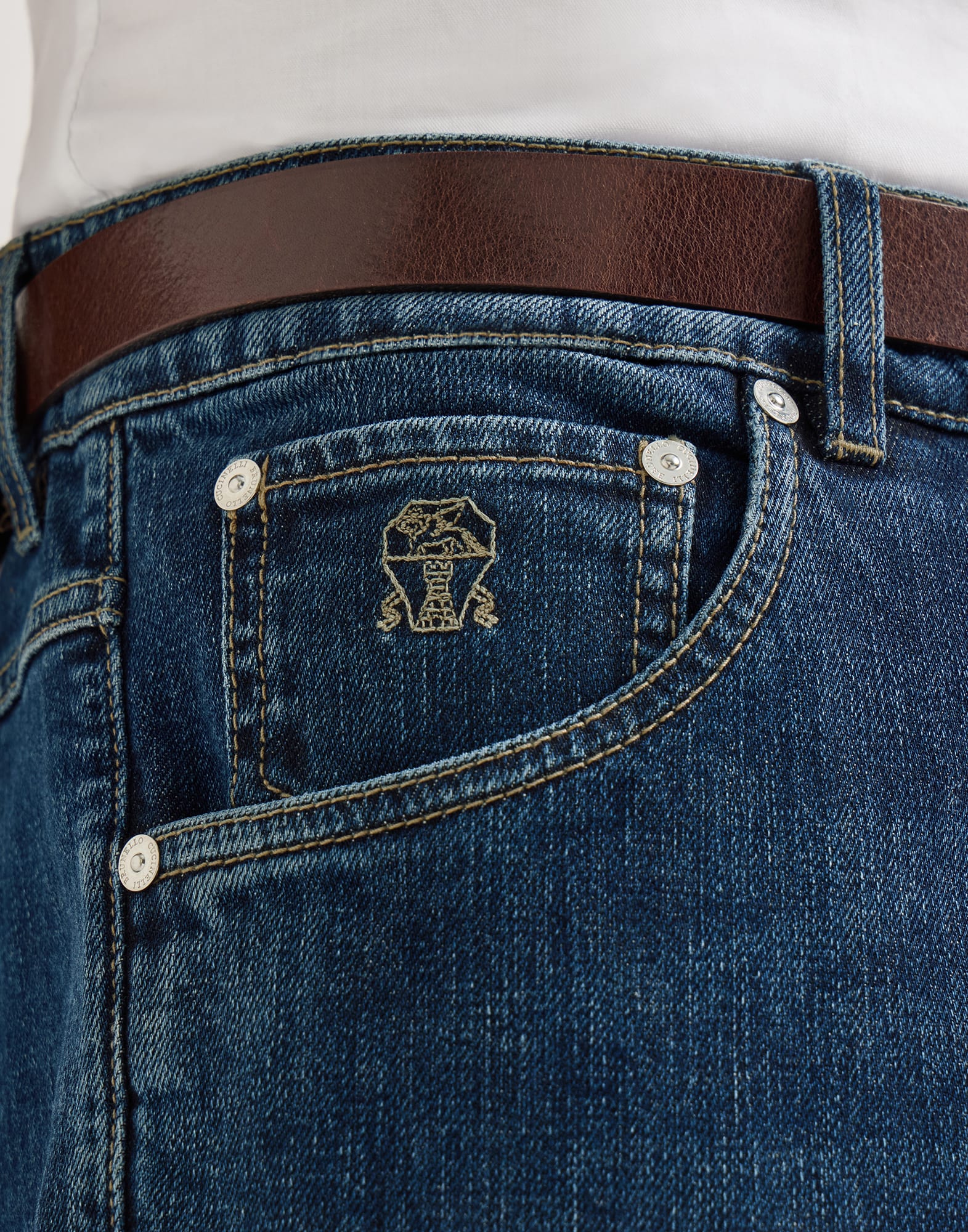 Comfort denim five-pocket trousers for Man in Dark Denim